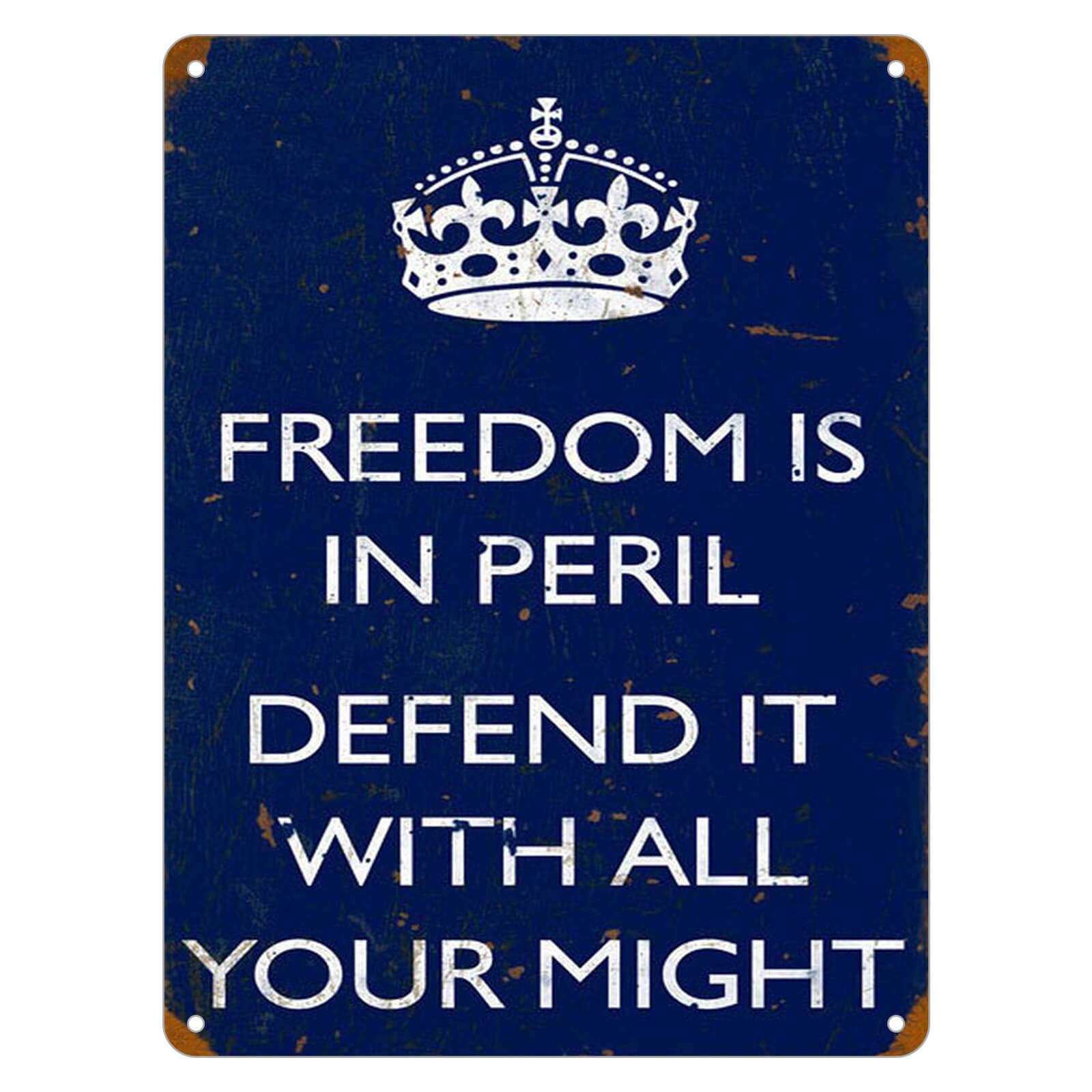 KENSILO Freedom is in Peril Retro Vintage Tin Sign Country Home Wall Decor Signs Gifts Decoration Metal Sign Vintage 16 x 12 inches