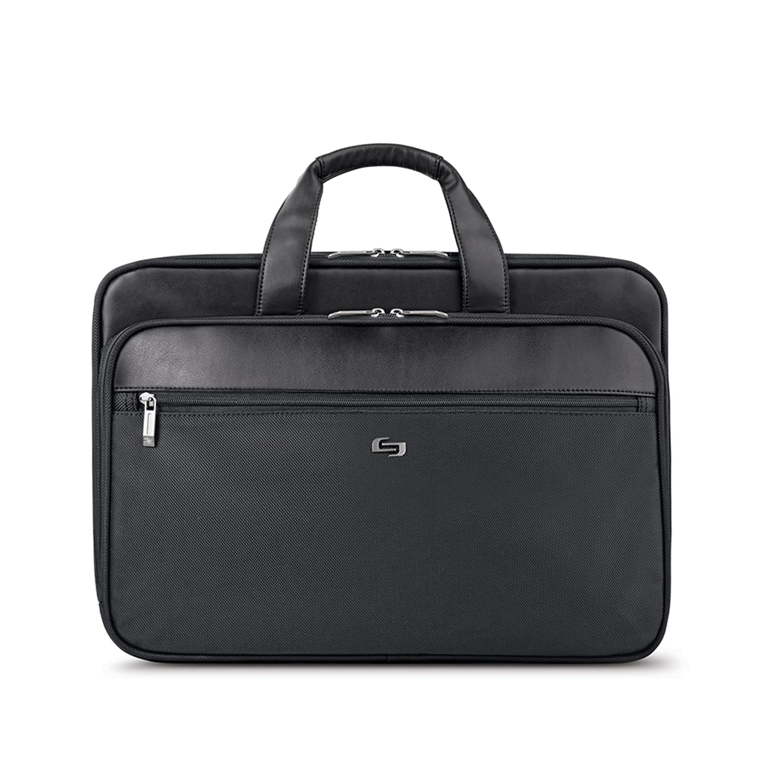 Solo New YorkSolo Paramount 16 Inch Laptop Briefcase with Retractable Shoulder Strap, Black, Black, One Size, Paramount Smart Strap Laptop Briefcase