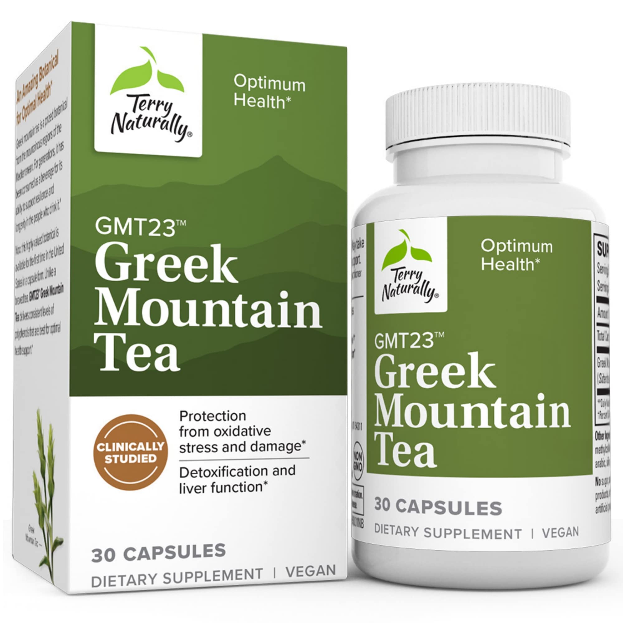 Terry Naturally GMT23 Greek Mountain Tea - 30 Capsules - Supports Optimum Health - Non-GMO, Vegan - 30 Servings