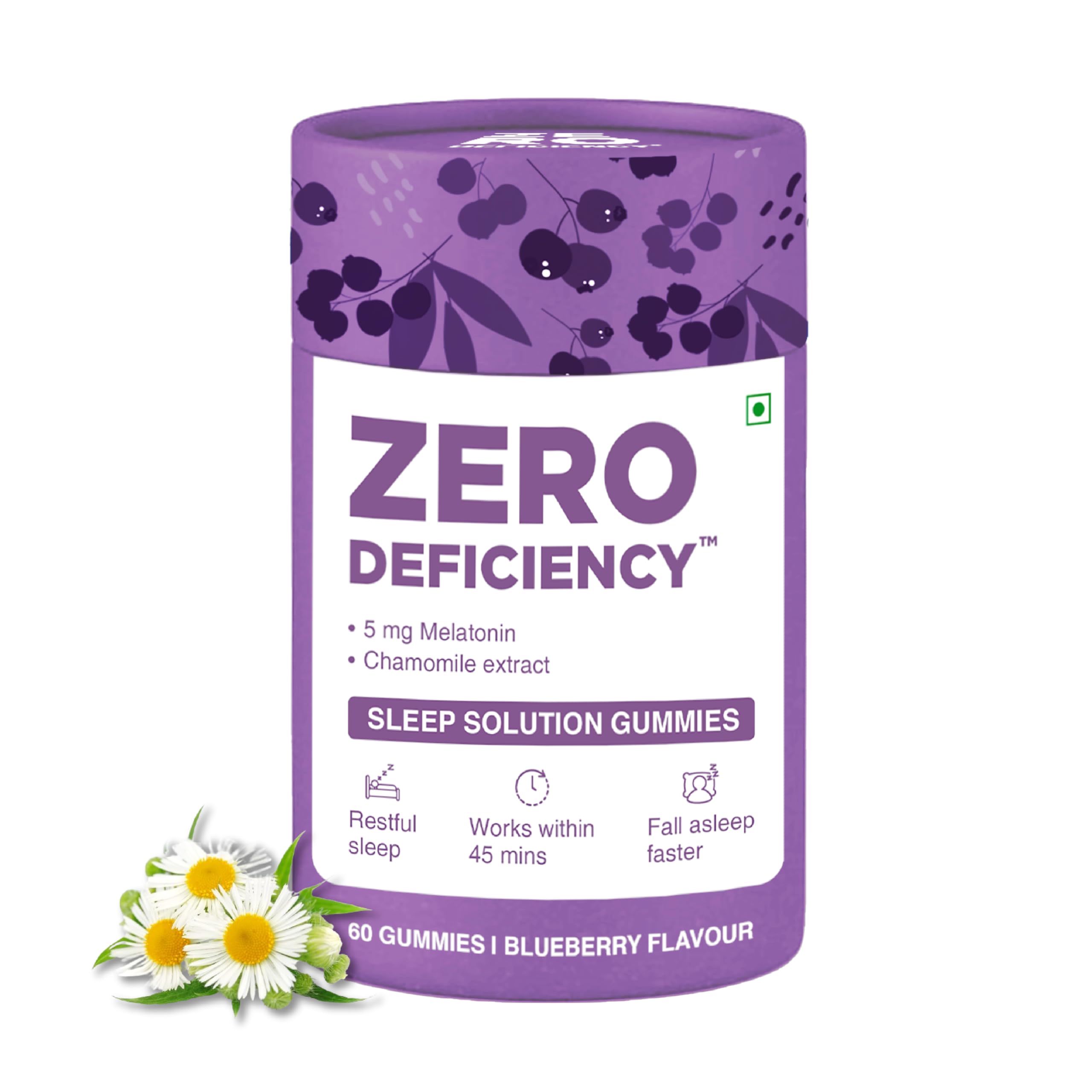 Zero Deficiency Melatonin Sleep Gummies For Men, Women, For Restful Sleep Muscle Recovery & Nerve Relaxation, Deep Sleep, 60 Gummies, Gummy for better sleep