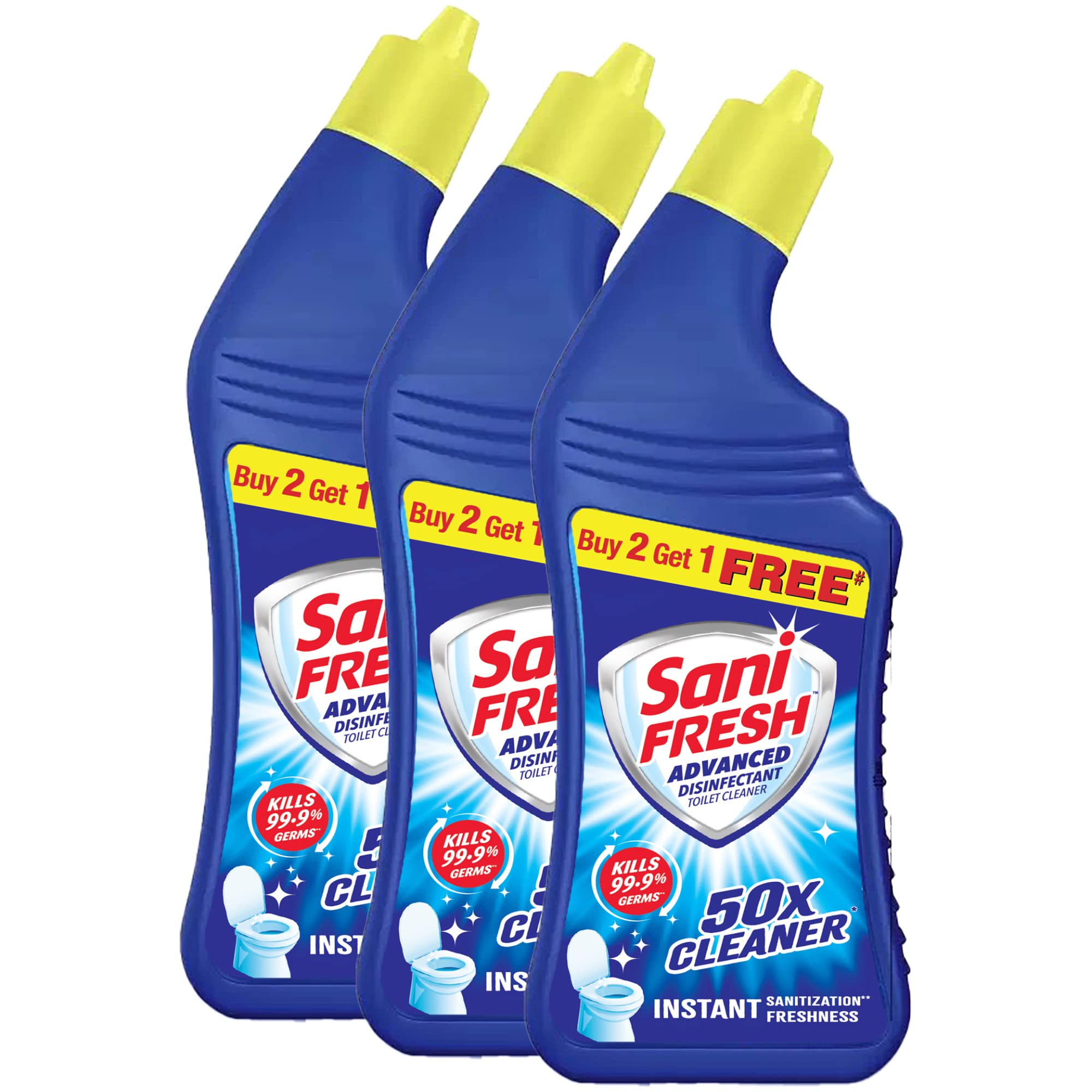 Sani Fresh Advanced Liquid Toilet Cleaner - 520ml x 3 (Buy 2 Get 1 Free) | Advanced Thicker Formula | Removes Toughest Stains | Provides Long Lasting freshness