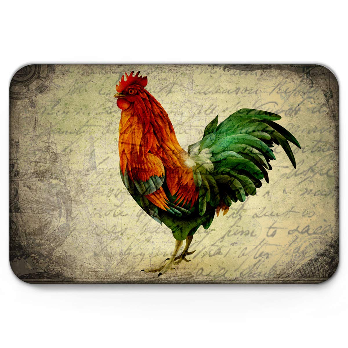 Doormats for Indoor/Floor/Front Door/Kitchen/Bath/Bedroom/Pets, Vintage Farm Theme Rooster Pattern , Funny Inside Non Slip Backing Welcome Mats Mut Dirt Shoes Scraper Mat Rugs Carpet, 18'' x 30''