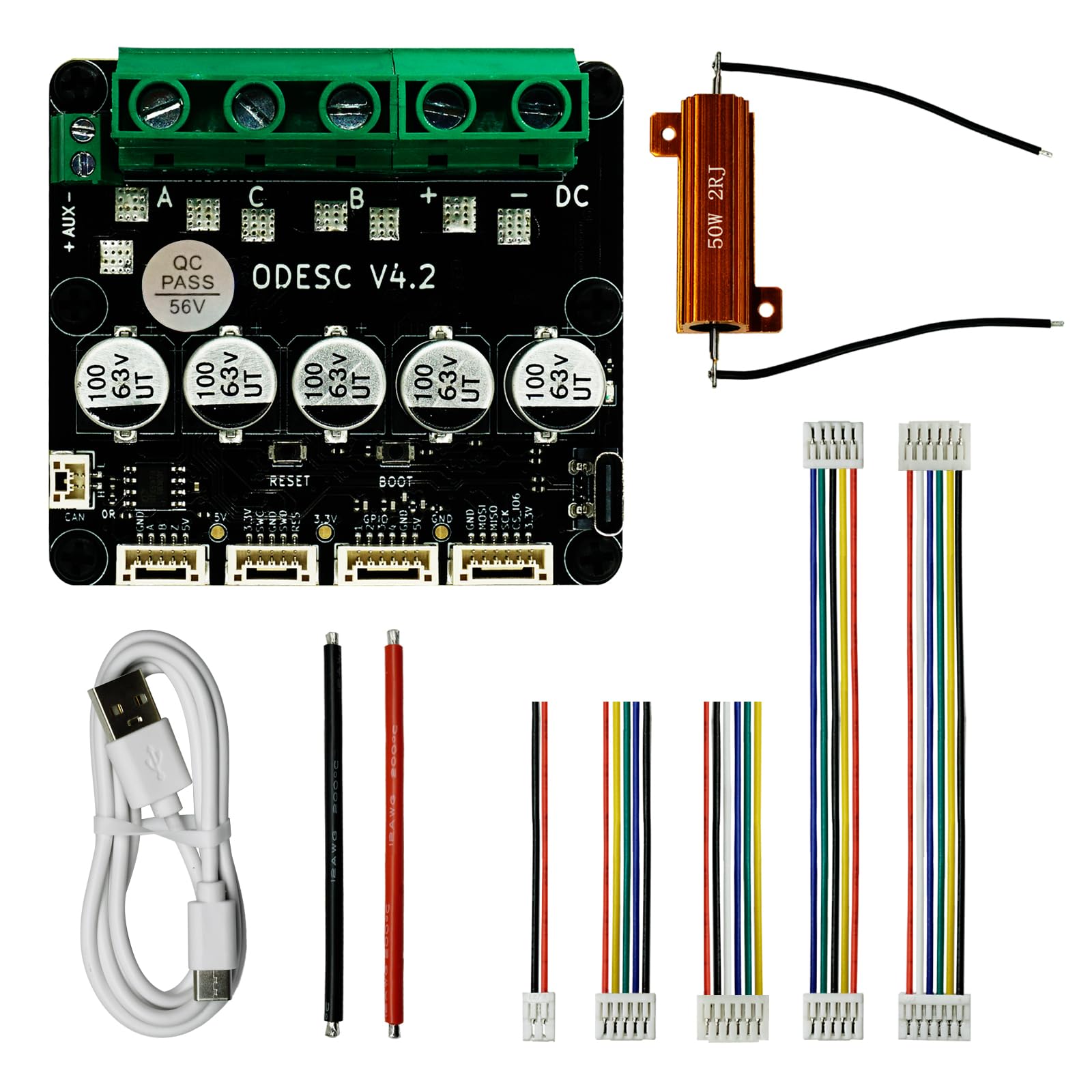 FLIPSKY ODESC V4.2 56V Single-Drive High-Current High-Precision Brushless Servo Motor Controller, Software Configuration Compatible with Odrivetool, FOC, BLDC