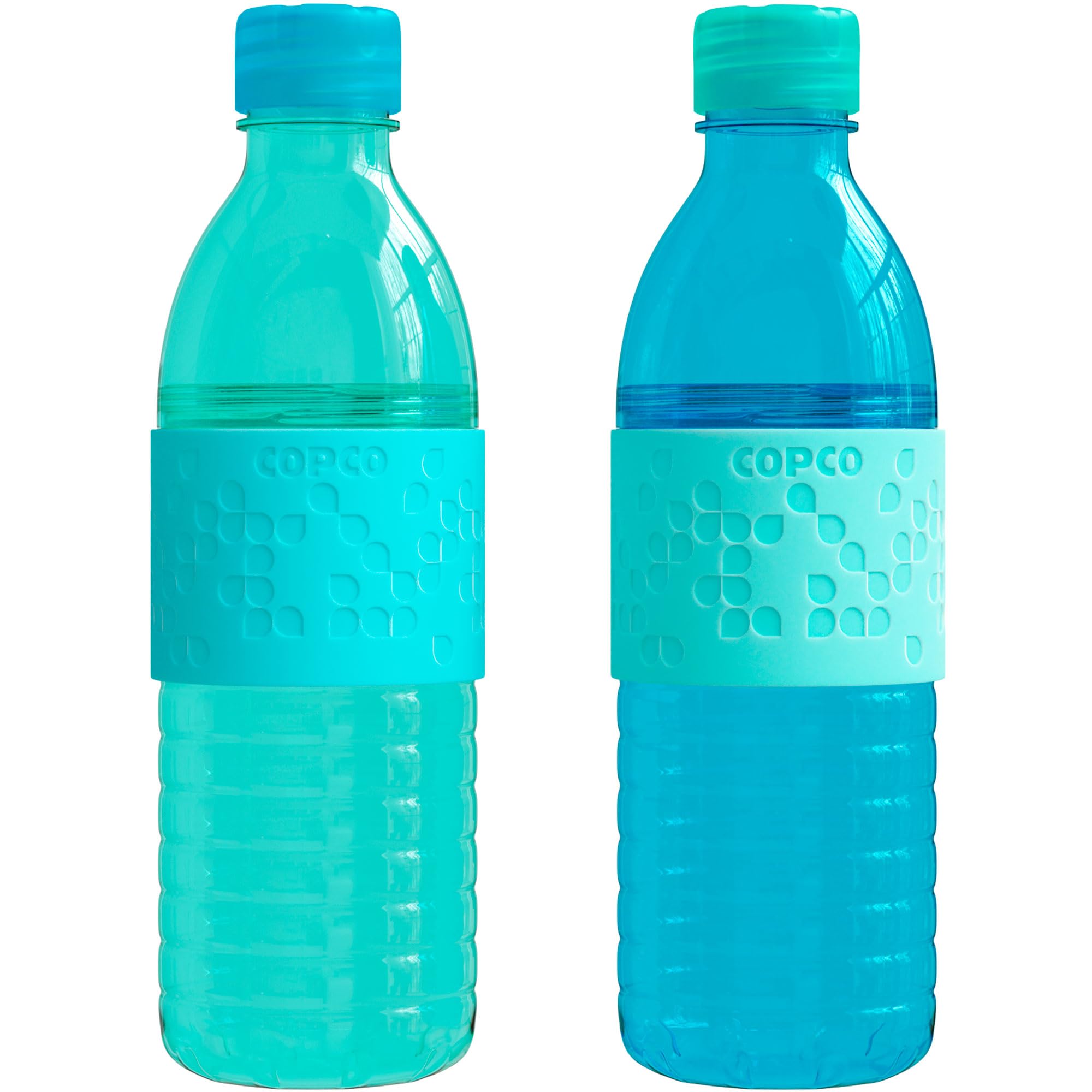 Copco Hydra 16.9oz Water Bottle, Set of 2 - Non-Slip Sleeve & BPA-Free Tritan Plastic - Dishwasher Safe, Reusable Plastic To Go Bottle - Leak-Proof, Spill-Proof, Portable Water Bottle (Aqua & Mint)