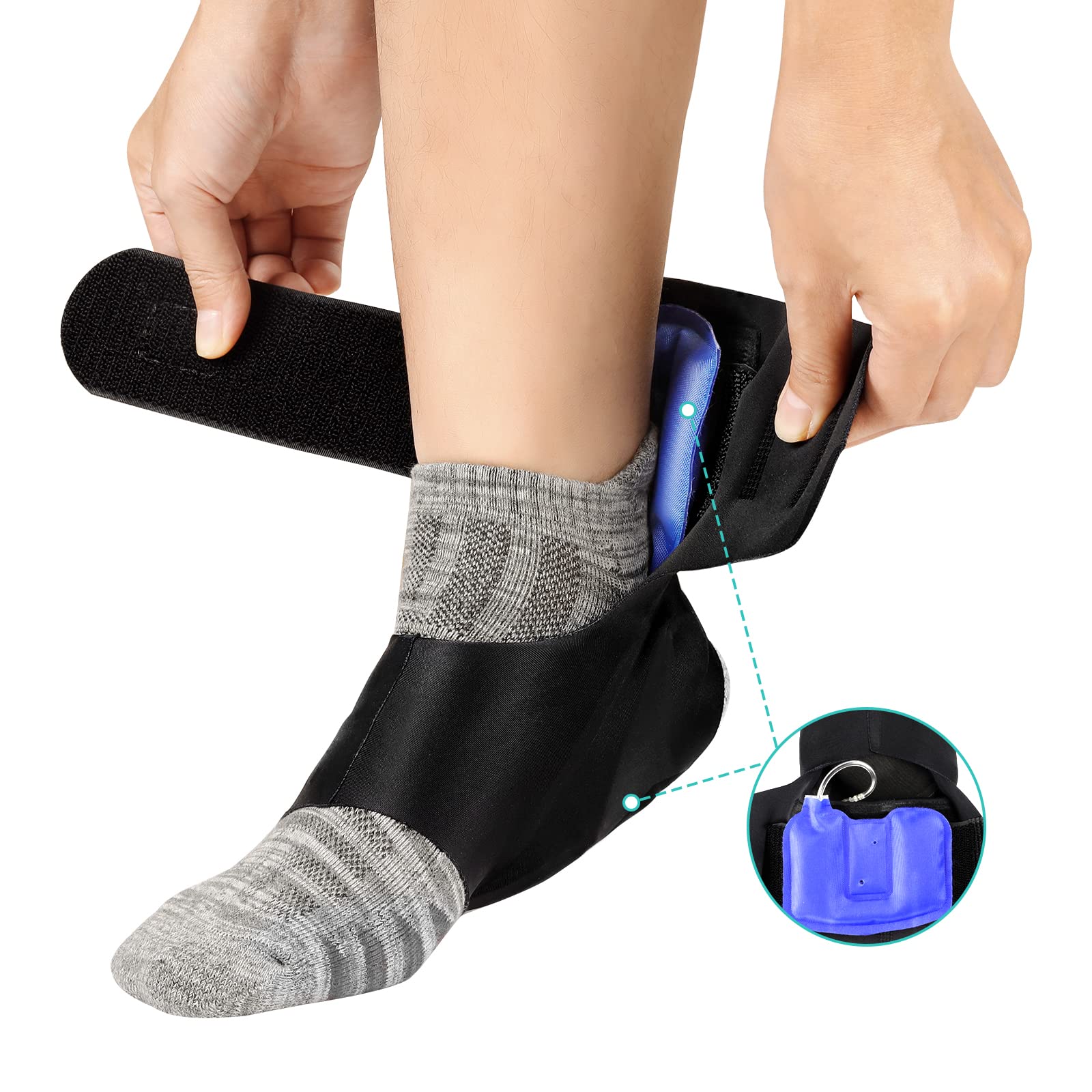 NEENCA Ankle Brace with Inflatable Heel Pads, Medical Lace Up Ankle Support for Arch/Heel Pain Relief, Plantar Fasciitis, Heel Spur,Tendinitis,Swelling,Heel Injuries