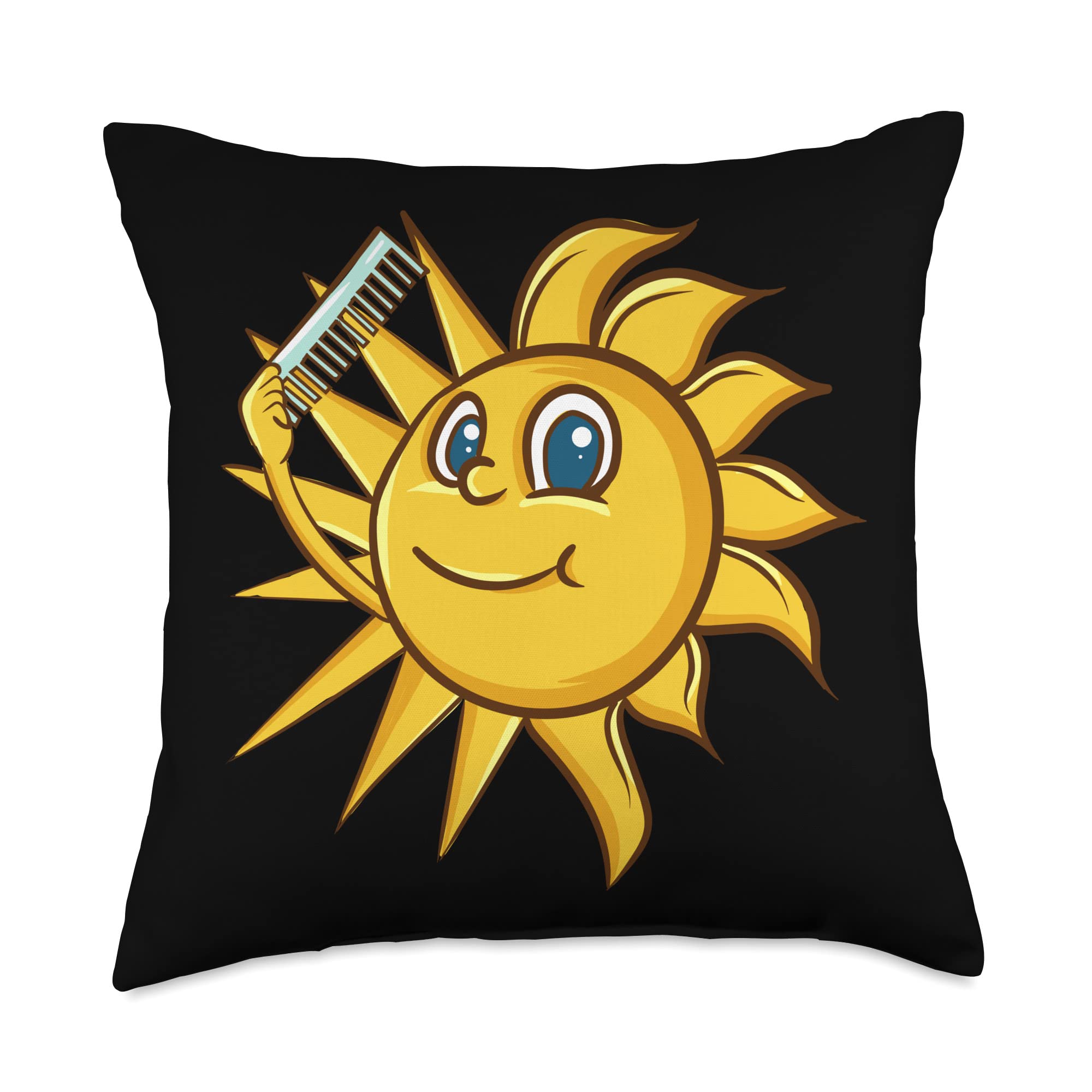 Cool Time Of Year - Comic - Comic Books StuffFunny-Sun Combs His Hair-Sunny Fun-Sarcasm Throw Pillow, 18x18, Multicolor