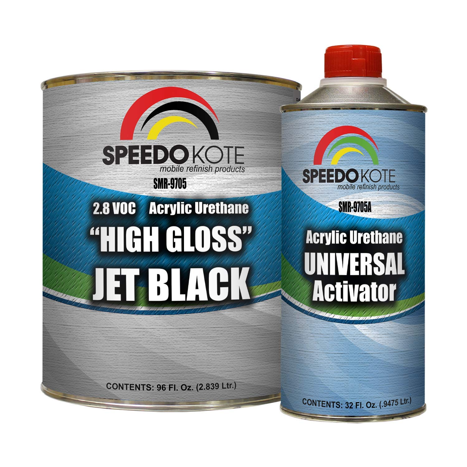 Speedokote High Gloss Jet Black 2K Acrylic Urethane, 3/4 Gallon Black and 1 Quart Activator, SMR-9705-M