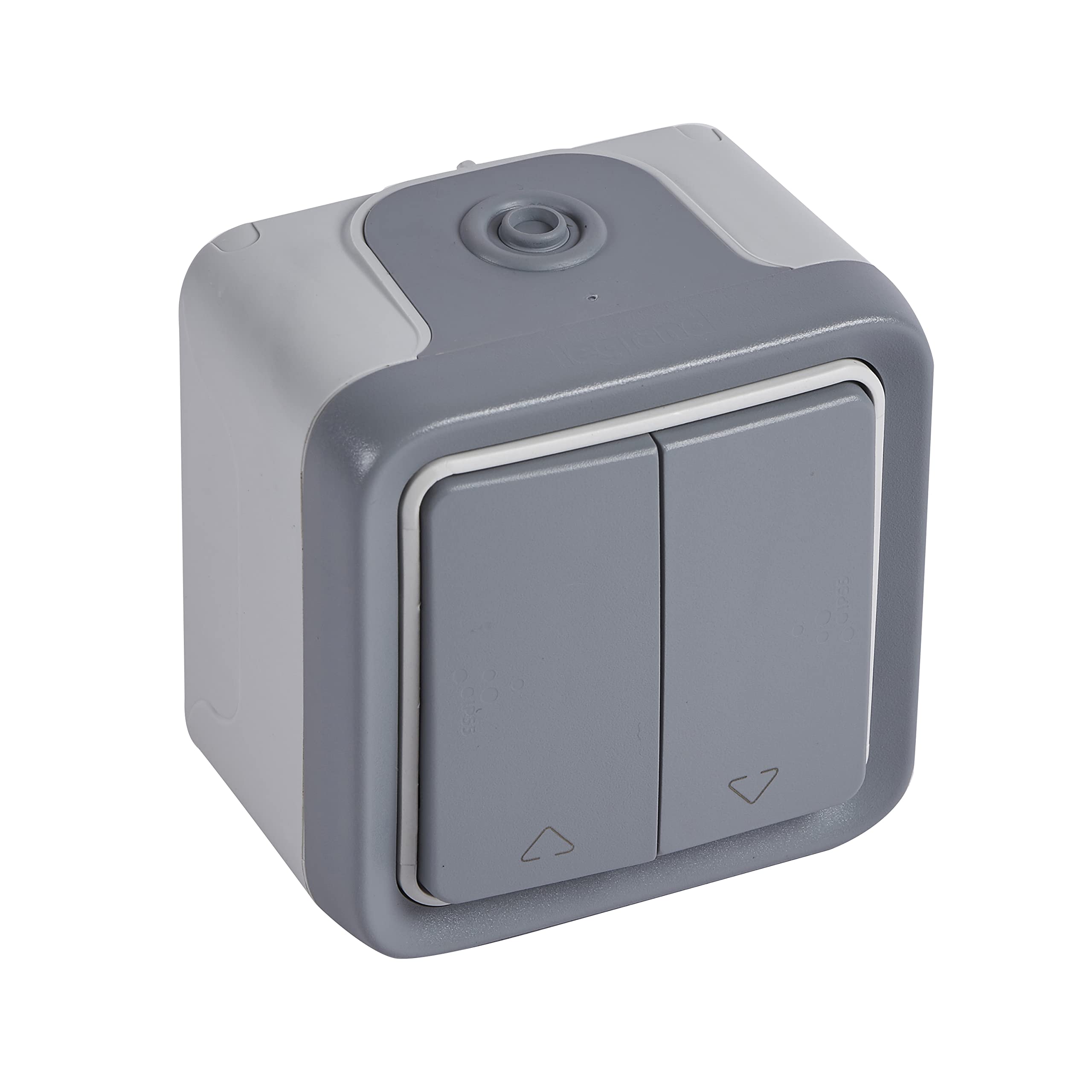 LEGRAND, Plexo Classic Wet Room Surface-Mounted Rocker Switch, Unlit, Blind Switch, Electrical and Mechanical Locking, 10 A/250 V, IP55 - IK07, Grey, 069718