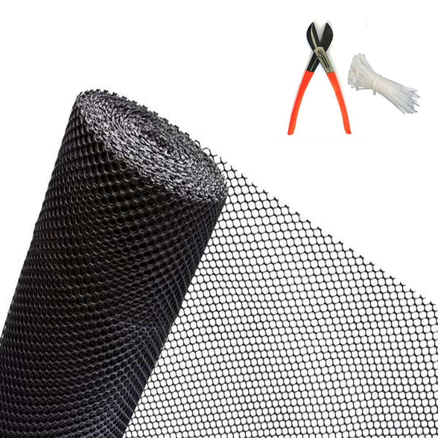 MESH MASTERS 3.3 Feet Height X 10 Feet Length UV Stabilized PVC Balcony Safety Net_Indoor Kids Safety Net_Protection Net_Anti Bird Net_ Black Color_with 1 Cutter and 50 Tags ESBS10