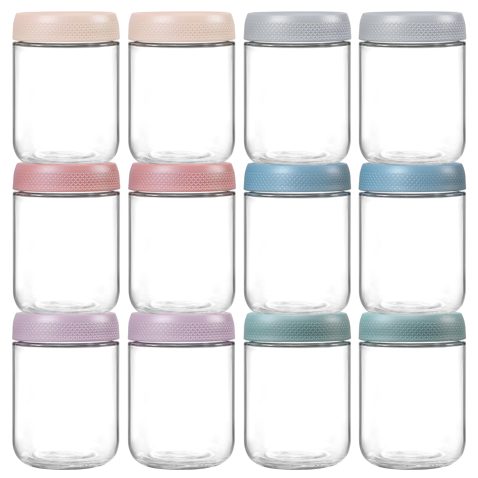 NETANY12-pack 16oz Glass jars with Airtight Lids, Overnight Oats Containers with Lids, Wide mouth Mason Salad jars, Glass Food Storage Containers for Snacks Yogurt Spice Sugar