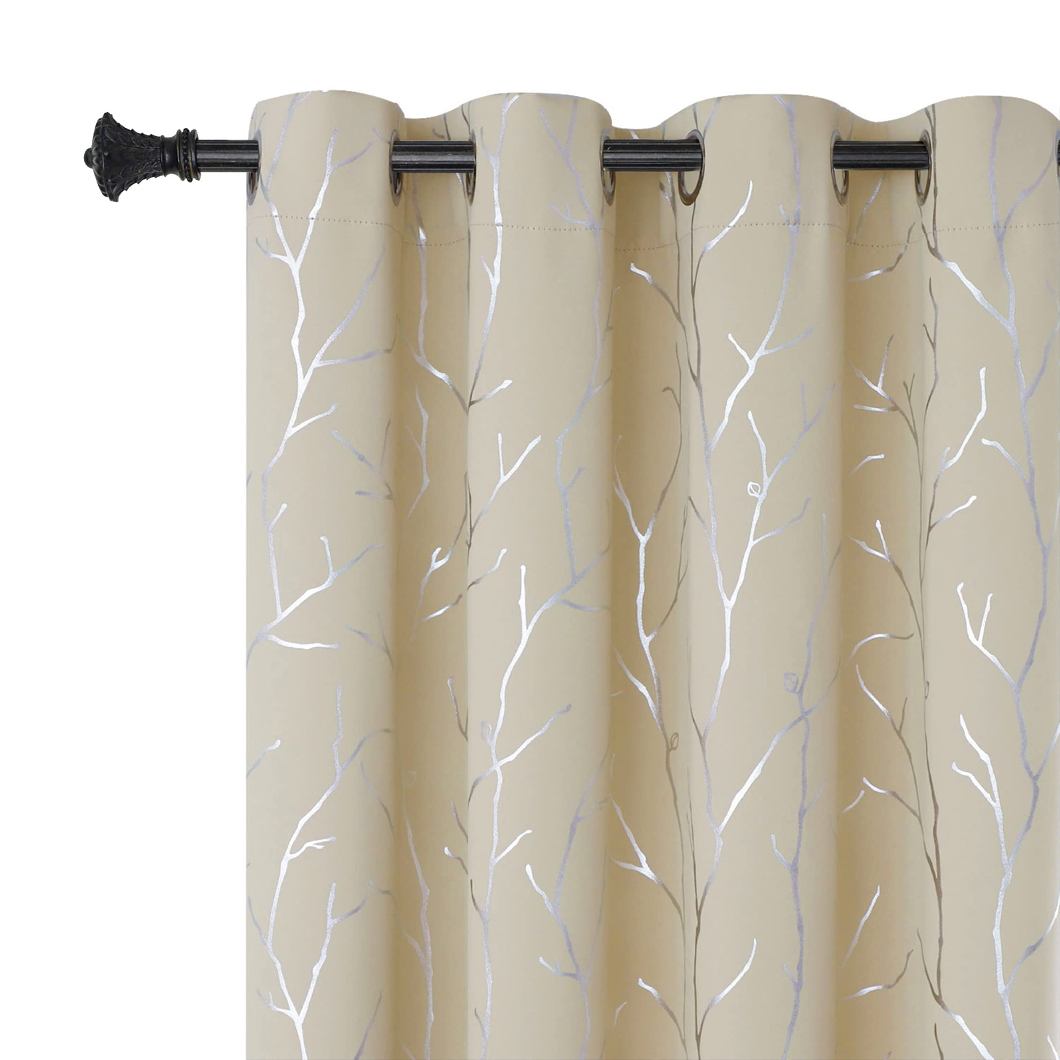 BUHUA Grommet Top Window Draps for Living Room Bedroom Curtains Energy Saving Room Darkening Impede Light Privacy Curtains, 52W x 54L, 2 Panels, Beige