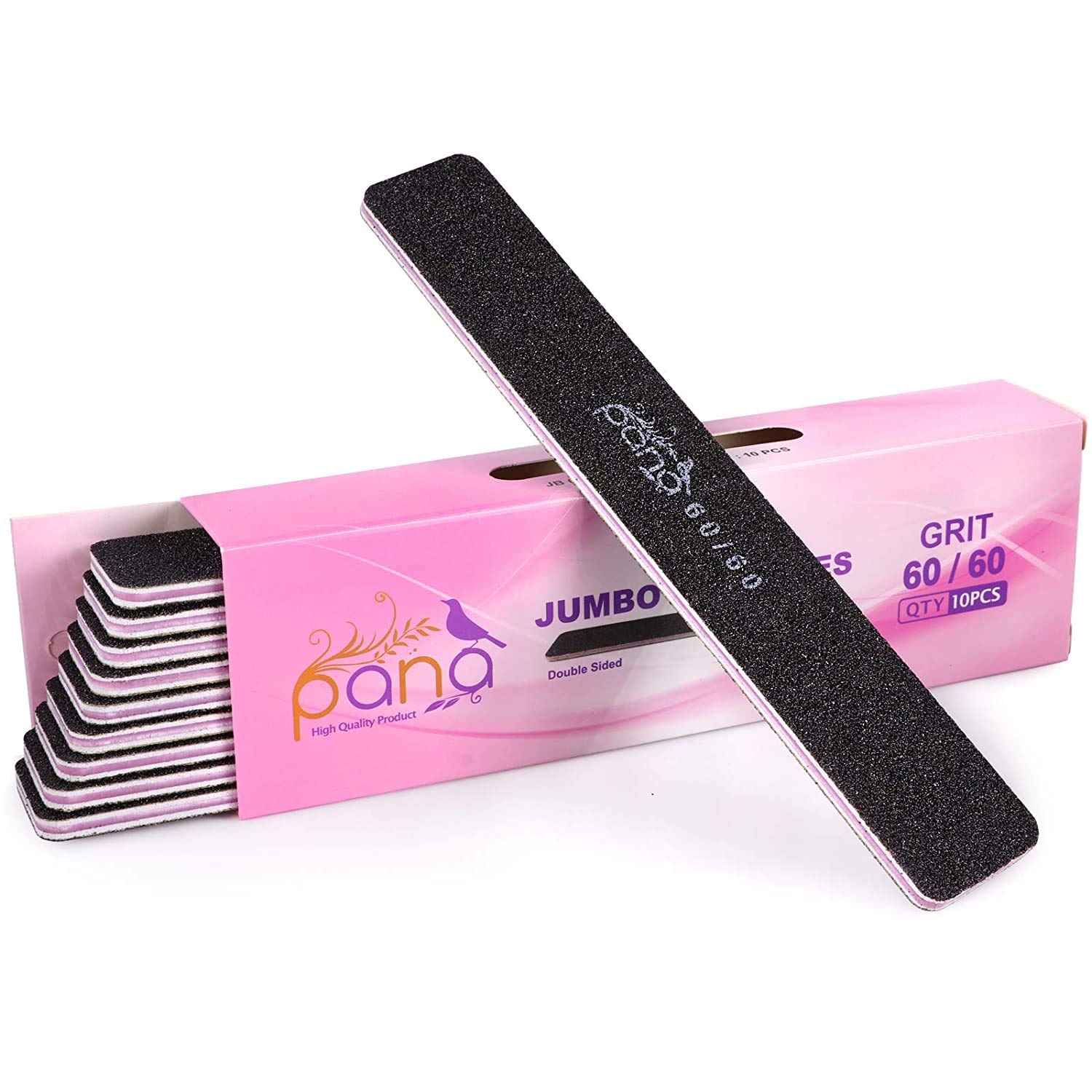 pana(Grit: 80 x 80, Pack of 10 Pieces) USA Professional Emery Board Zebra Nail Files