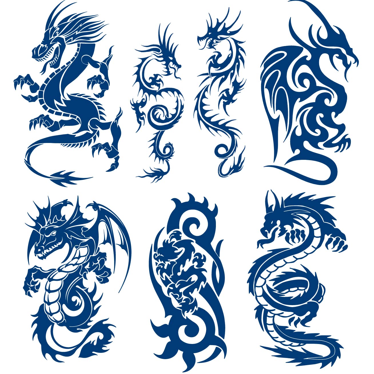 LEOARS(Set 3: Tribal Tattoos) - 2 Sheets Waterproof Temporary Tattoo Sticker for Men Women Guys Large Tribal Totem Body Tattoos Paper Makeup Fake Tattoo