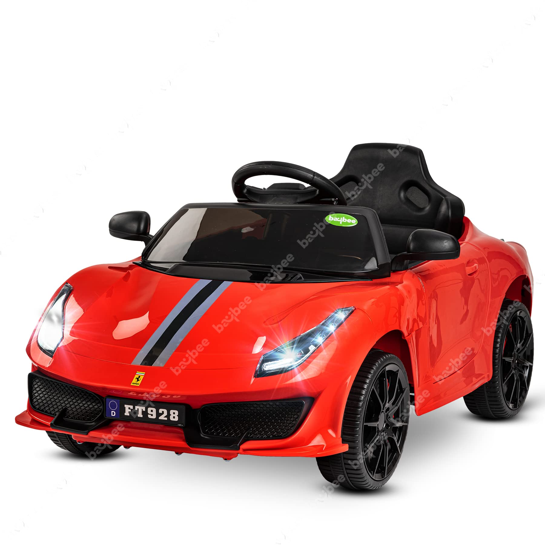 Baybee Tuborg Rechargeable Battery-Operated Ride on Electric Car for Kids | Ride on Baby Car with Foot Accelerator & Music | Battery Operated Big Car for Kids to Drive 2 to 6 Years Boy Girl (Red)