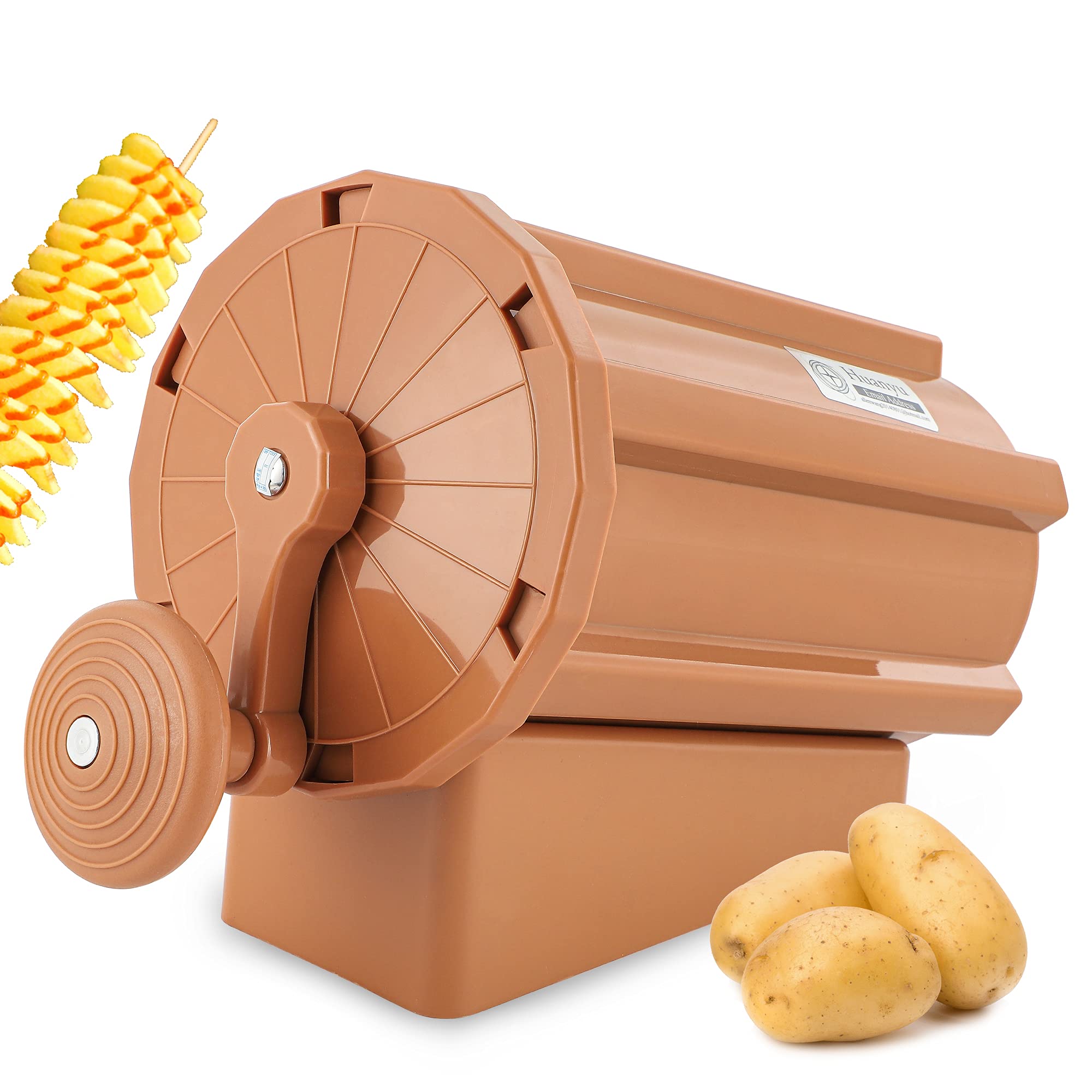 Huanyu Manual Tornado Potato Slicer Cutter Hand Spiral Vegetable Slicer Spiral Twisted Potato Chips Making Machine Curly Fries Maker for Sweet Potatoes Carrots Radishes Cucumbers BBQ DIY Reusable