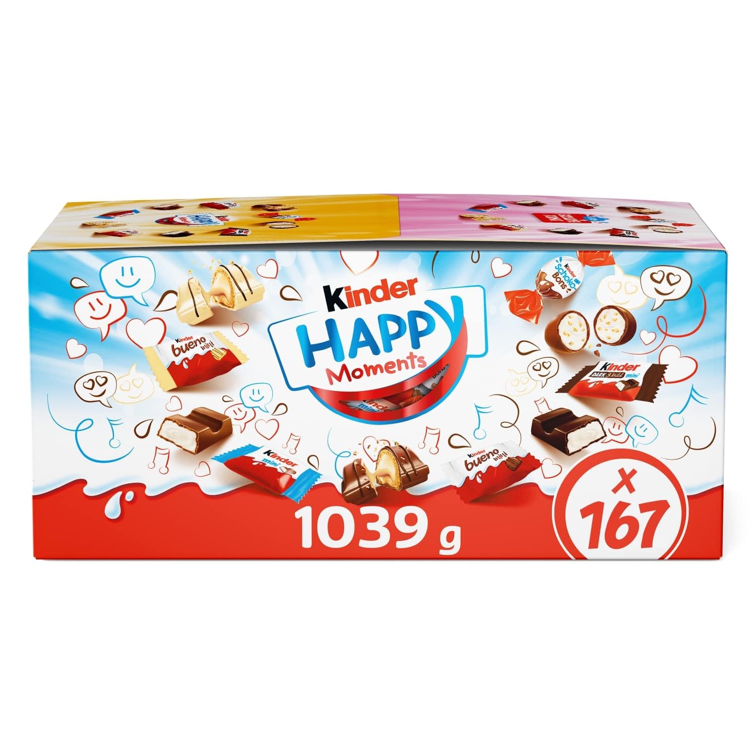 KinderChocolate Exclusive Happy Moments Bulk Christmas Chocolate Gift, Share Box, Assorted Kinder Chocolate, 167 pieces, 1kg