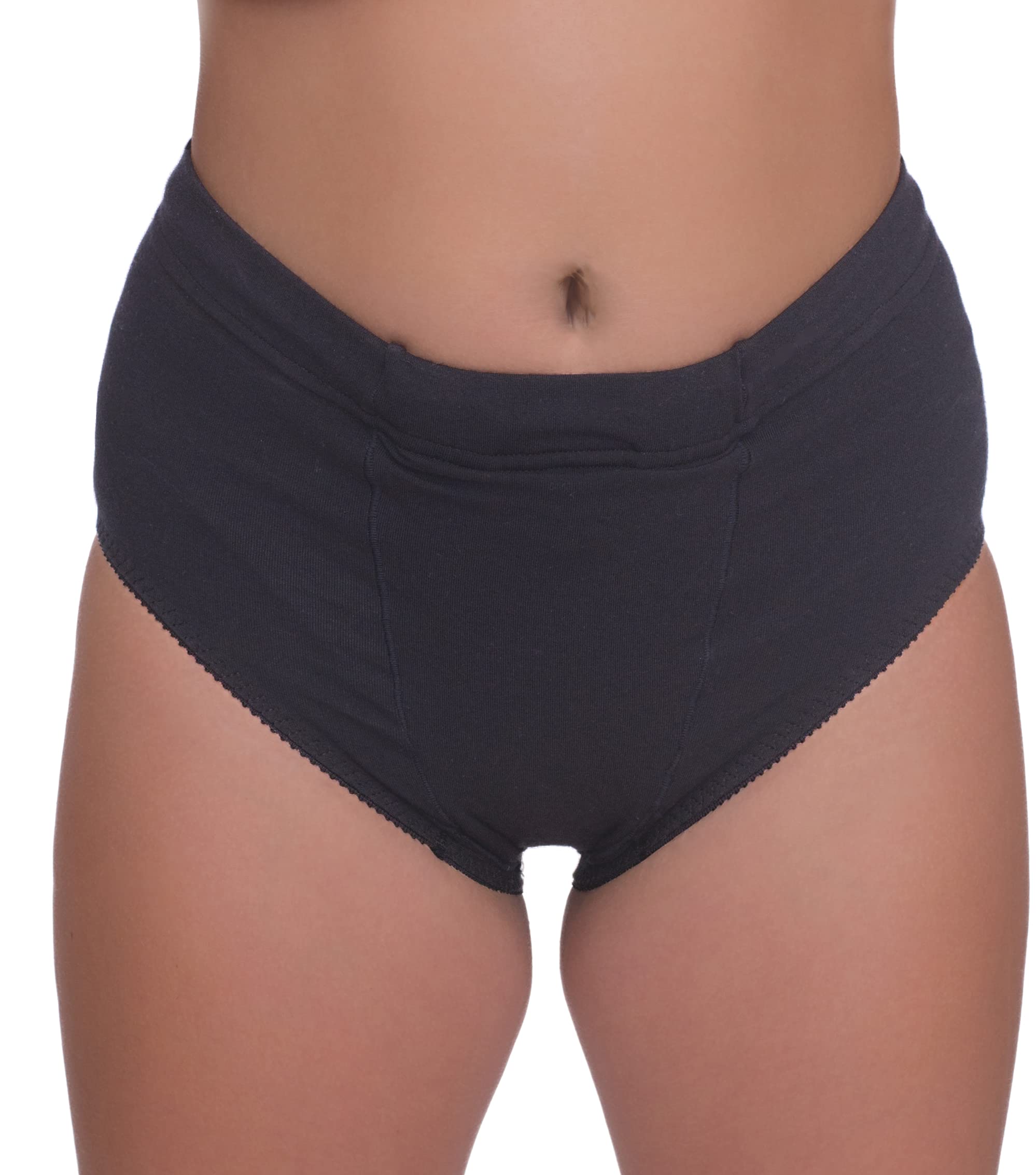 Women Vulvar Varicosity and Prolapse Support Brief with Groin Compression Bands - Black Small