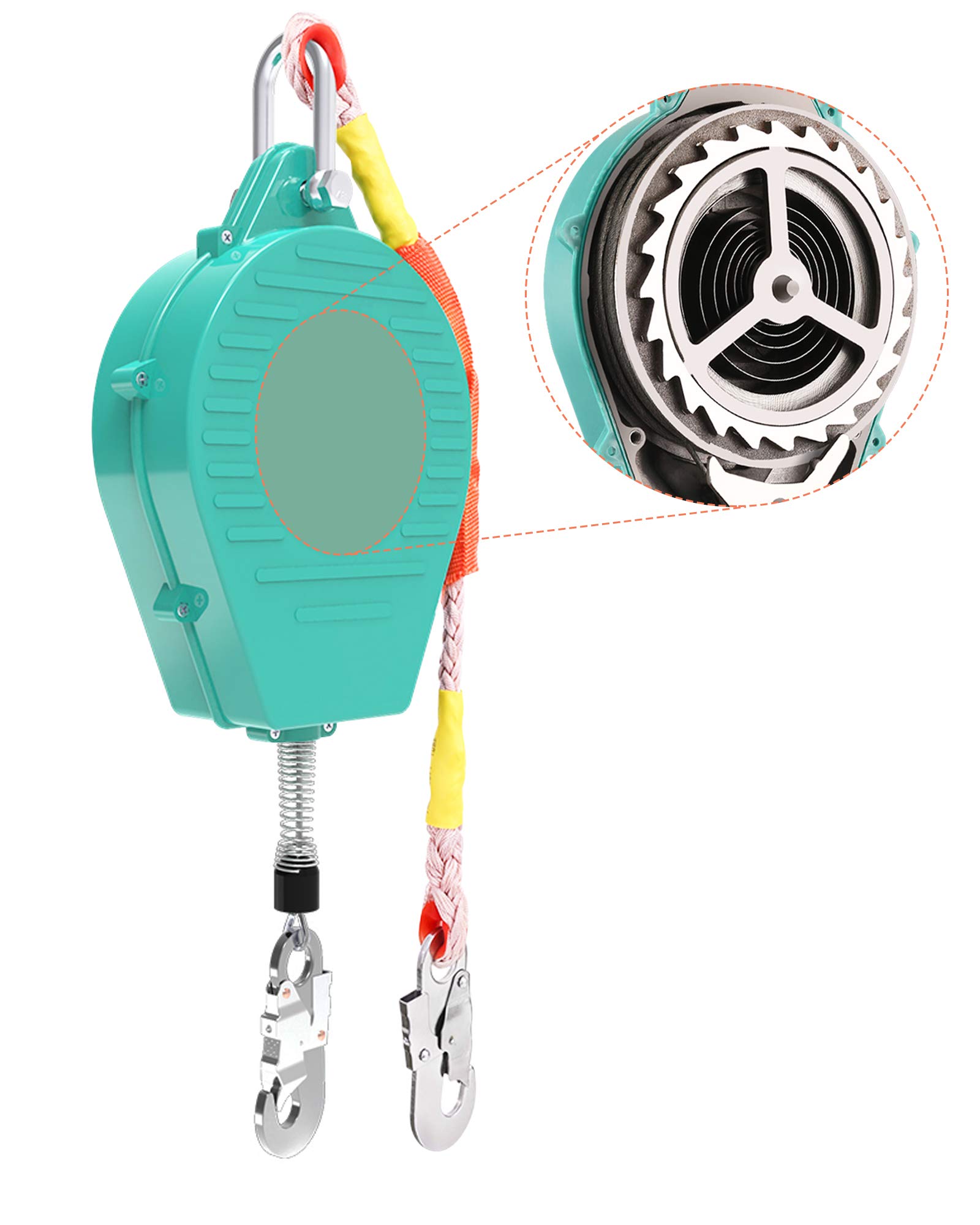 23ft Self Retracting Lifeline 330lbs Guardian Fall Arrester Fall Protection with Alloy Steel Hook & Steel Wire Rope