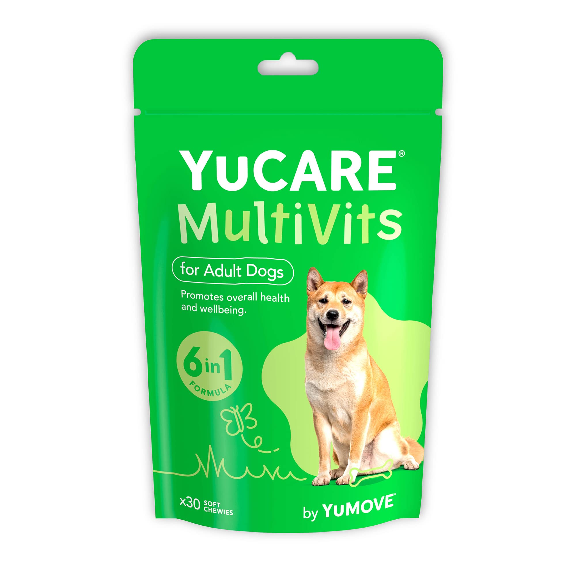 YUM Mega Multivits Adult Dogs 6 in 1 formula X 30 soft chewies by Yomove 150g