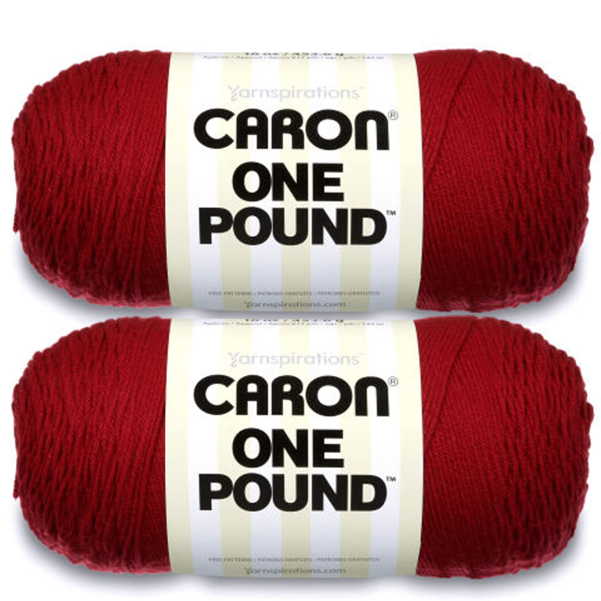 Caron One Pound Claret Yarn - 2 Pack of 454g/16oz - Acrylic - 4 Medium (Worsted) - 812 Yards - Knitting/Crochet