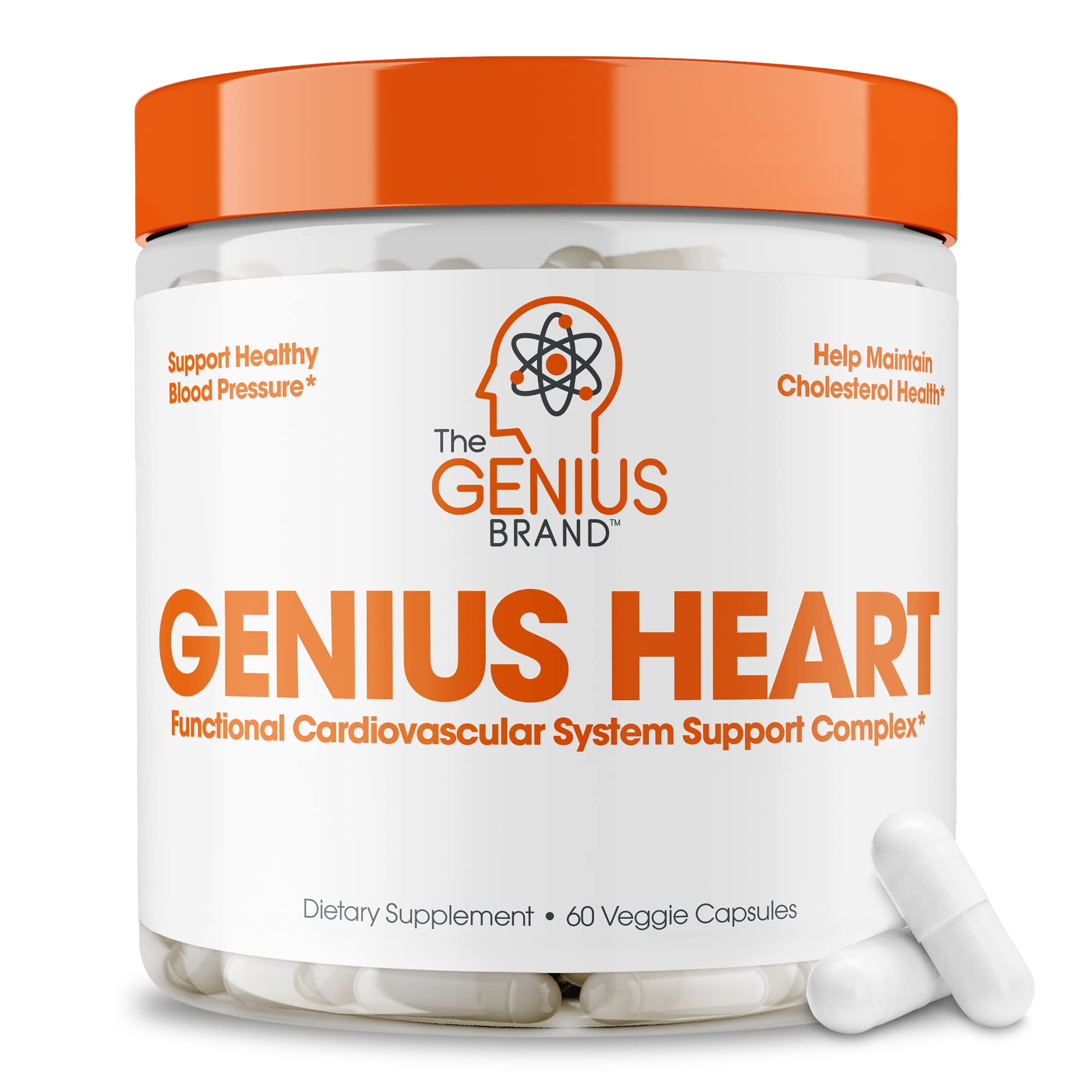 Genius Heart, 60 Veggie Pills - Natural Support Supplement May Help Cholesterol Levels and May Help Improve Healthy Blood Pressure - Grape Seed Extract, Vitamin K2 & CoQ10