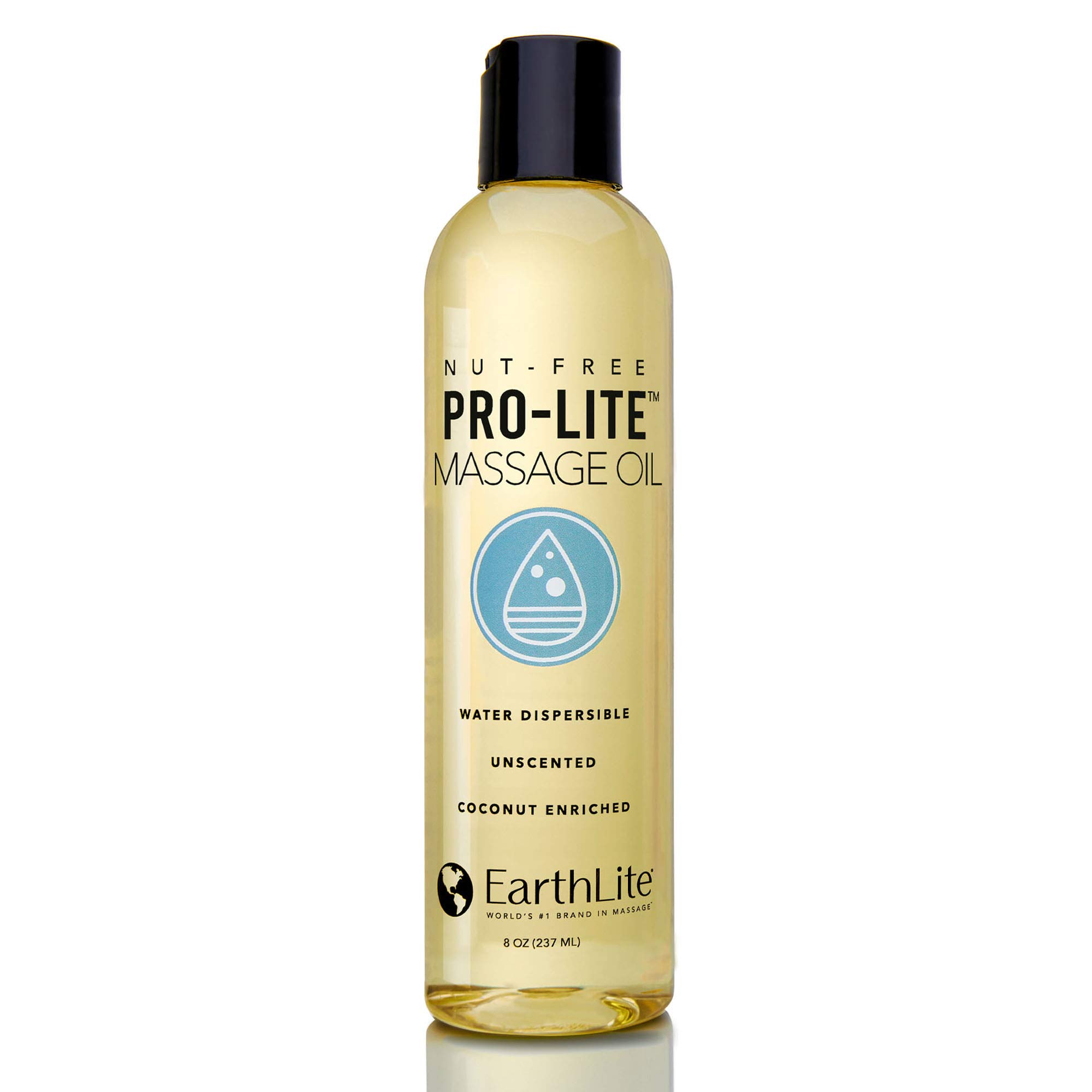 EARTHLITE Massage Oil PRO-LITE – NEW FORMULA: , Plant-Based, High Performing for Therapists & Clients, Nut-Free, Unscented, 8oz