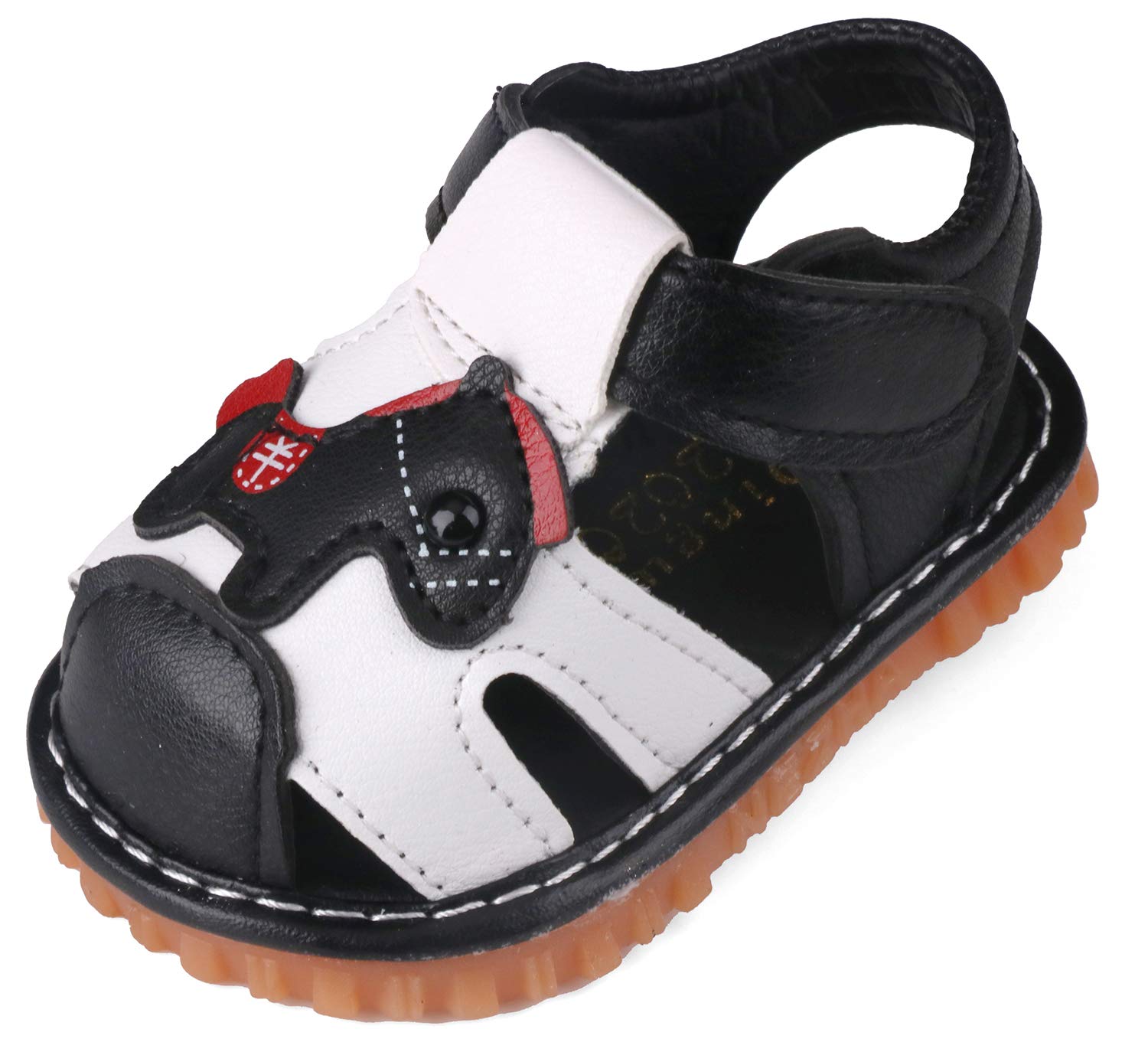 Toddler Boys Girls Squeaky Sandals Pony Soft Microfiber PU Closed Toe Summer Shoes