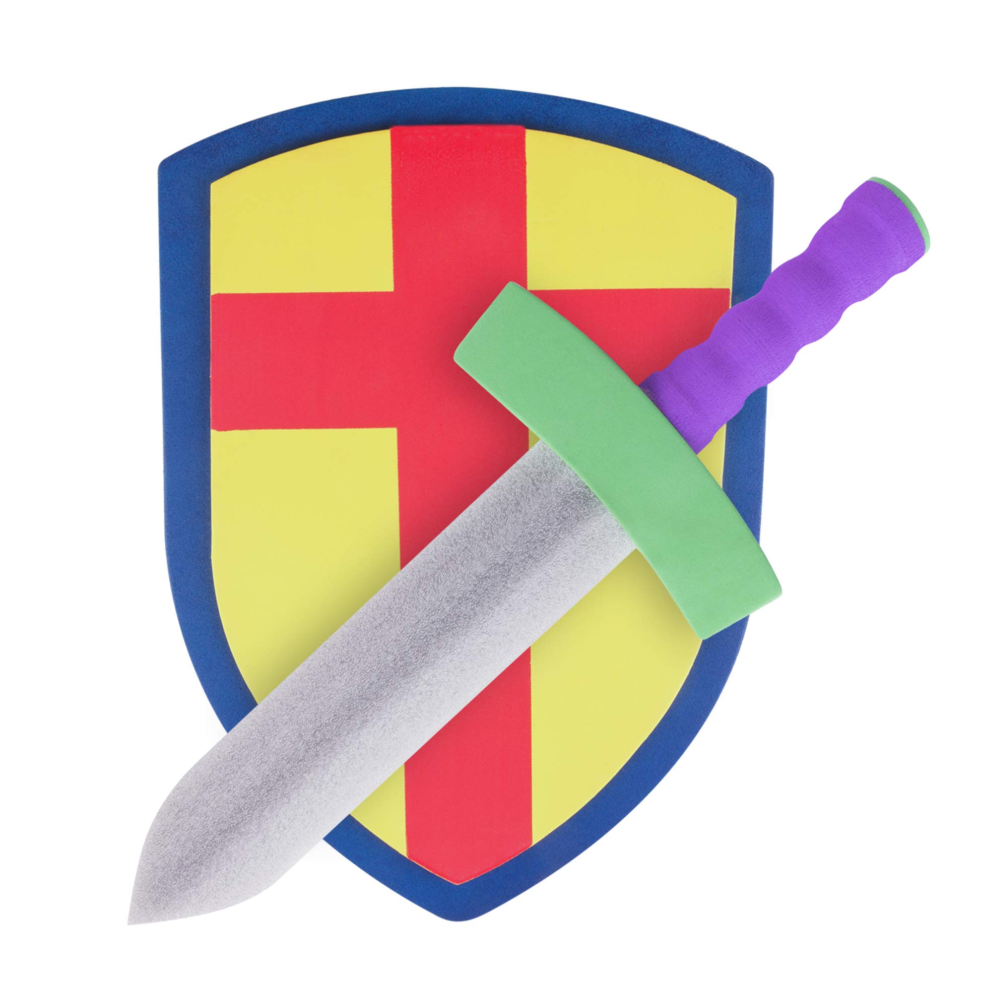 Super Z Outlet Children's Foam Toy Medieval Joust Sword & Shield Knight Set Lightweight Safe for Birthday Party Activities, Event Favors, Toy Gifts