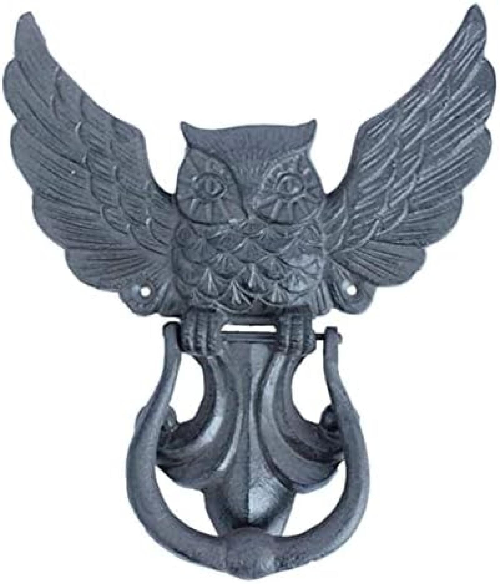 Exquisite Door Handle Door Knocker Handmade Rustic Owl Front Gate Knockers Pretty Unique Blue Handle Pull Ring for Farm Yard and Garden Decoration