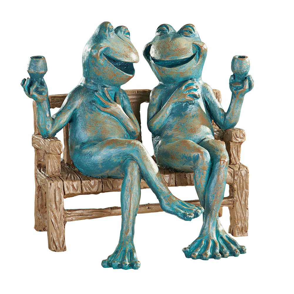 Snoogg 454dgs Happy Hour Frogs Garden Statue, Red