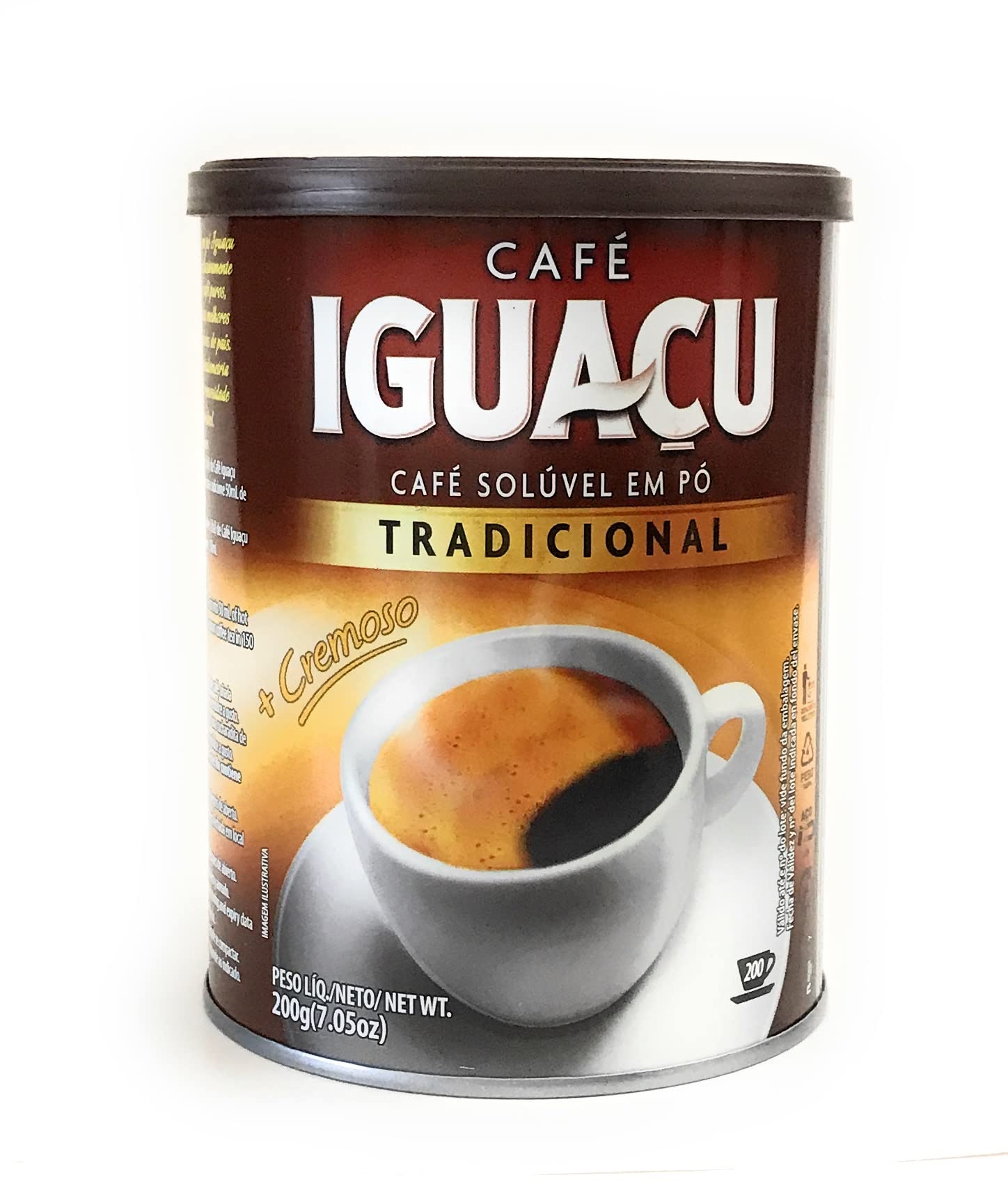 Cafe Iguacu Tradicional Instant Brazilian Coffee, Can 200 grams