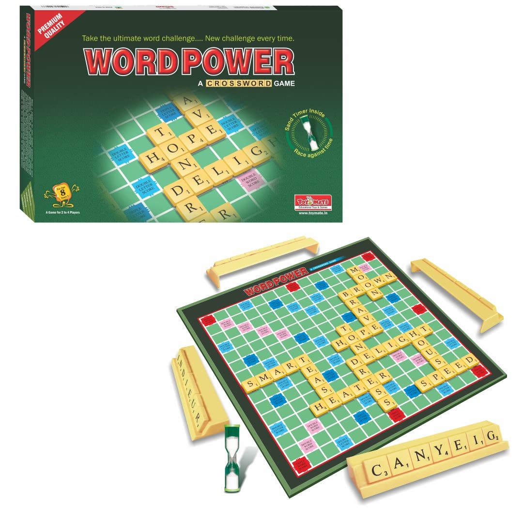 Toymate Word Power Premium - Crossword Scrabble Spell Intellectual Board Game for Kids & Adults