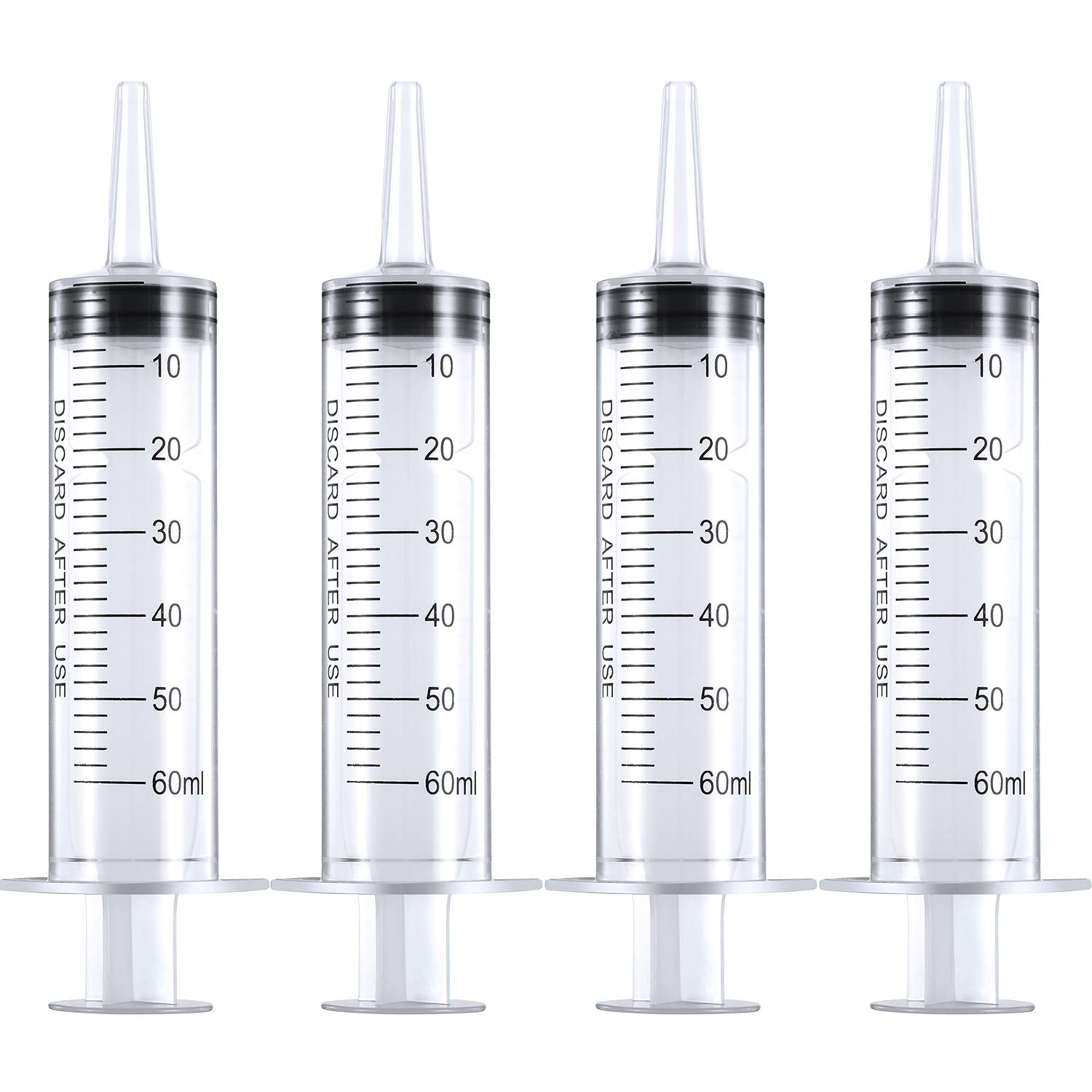 Frienda Large Plastic Syringe 4 Pack Measuring Syringe Tools Dispensing Multiple Uses(60 ml)