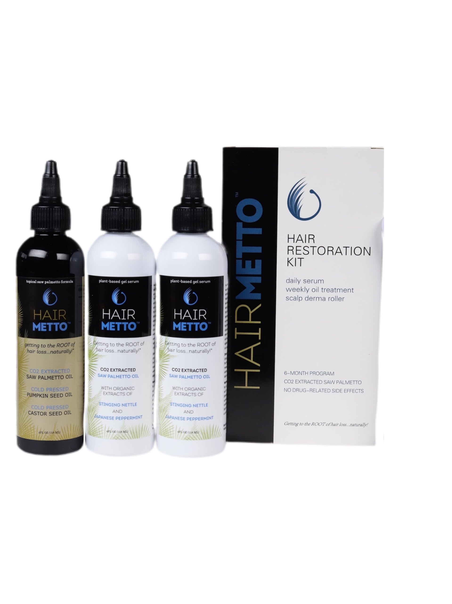 HAIRMETTO® Hair Restoration KIT - Topical Saw Palmetto for Hair Growth - Overnight Scalp Treatment Hair Growth Oil and Daytime Hair Serum for Regrowth, Prevent Receding Hairline