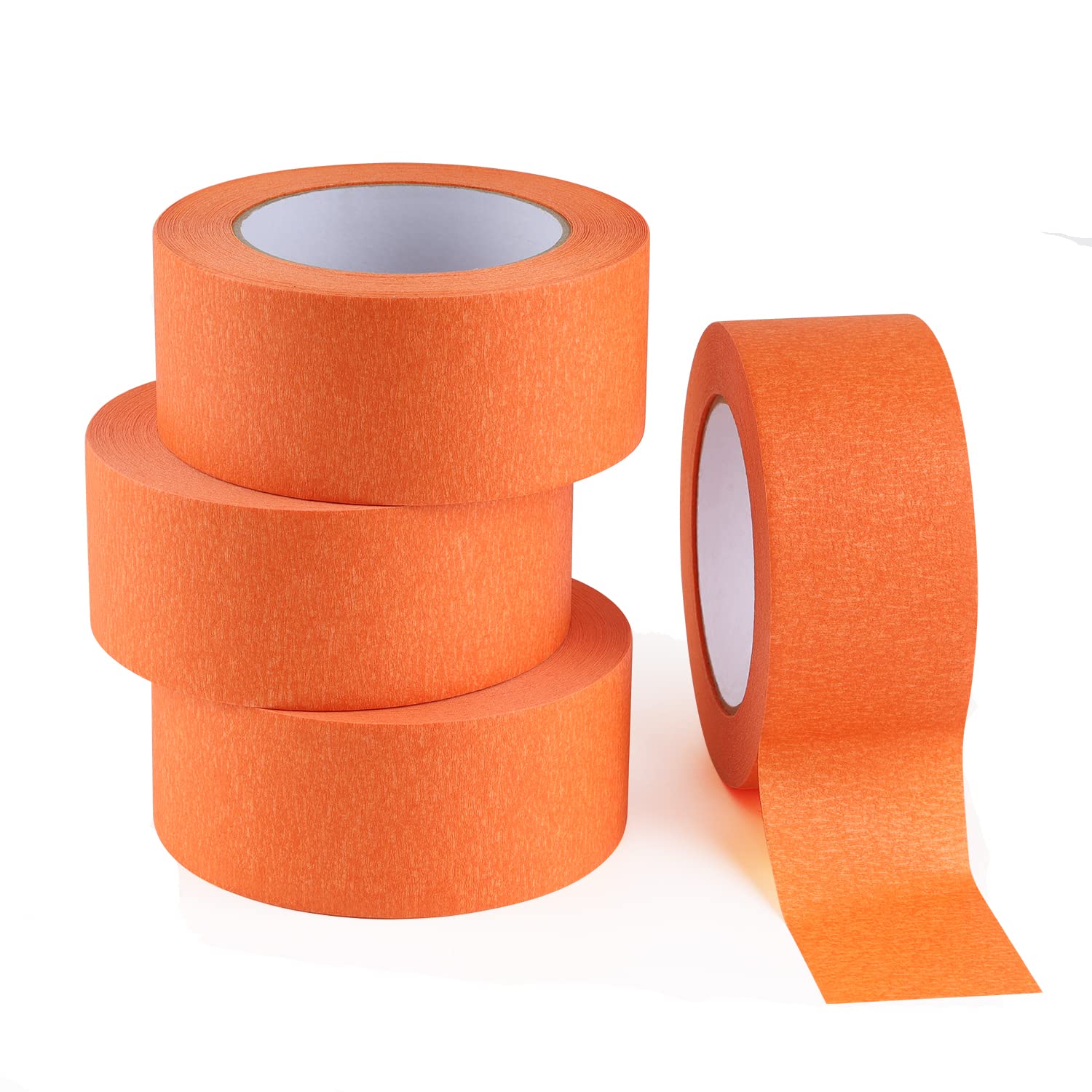 Lichamp 4 Pack Orange Painters Tape 2 inch Wide, Medium Adhesive Orange Masking Tape Bulk Multi Pack, 2 inch x 55 Yards x 4 Rolls (220 Total Yards)