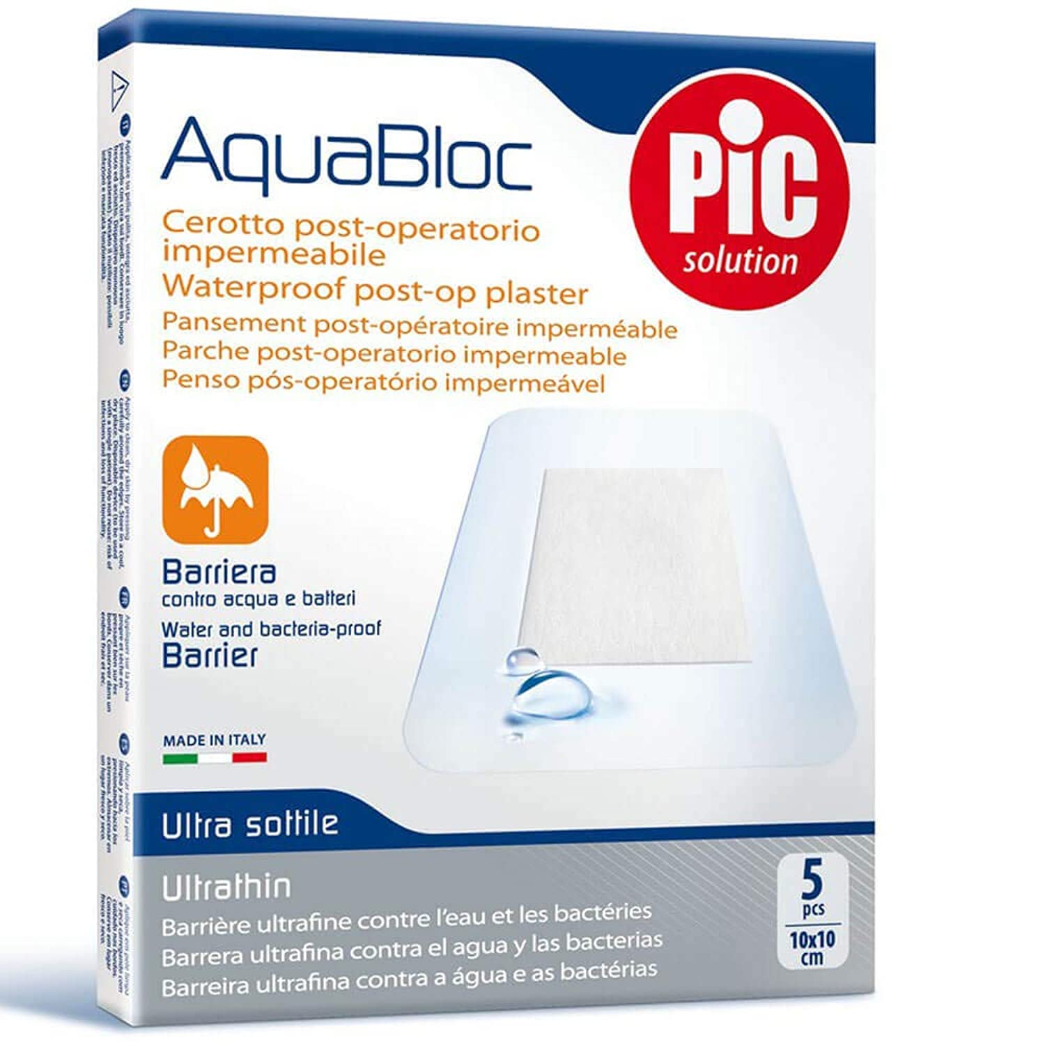 Pic Aquabloc Waterproof Post Op Plasters 10CM*10CM 5's