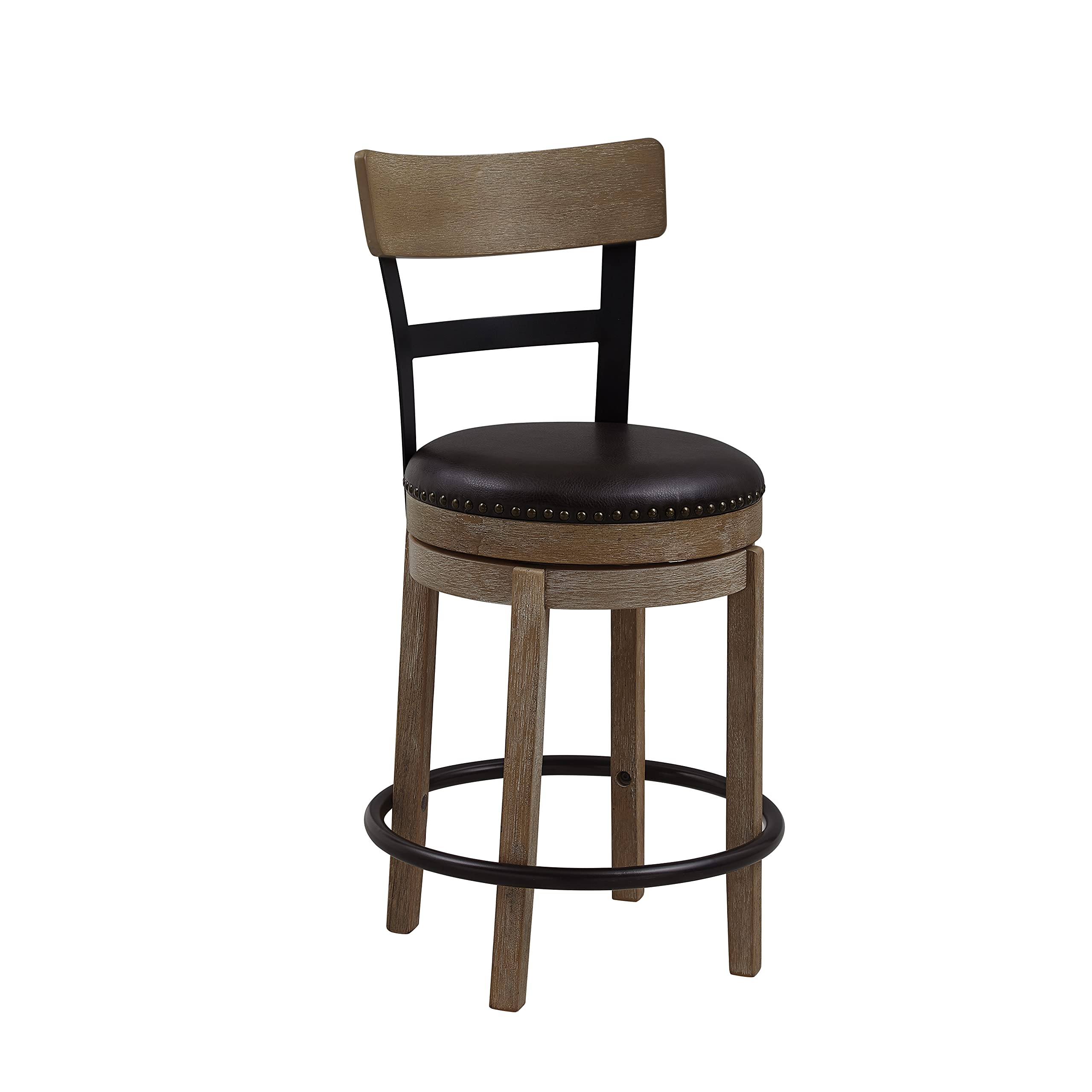 Ball & Cast Swivel Counter Height Barstool 24 Inch Seat Height Light Brown Set of 1, Brown Seat