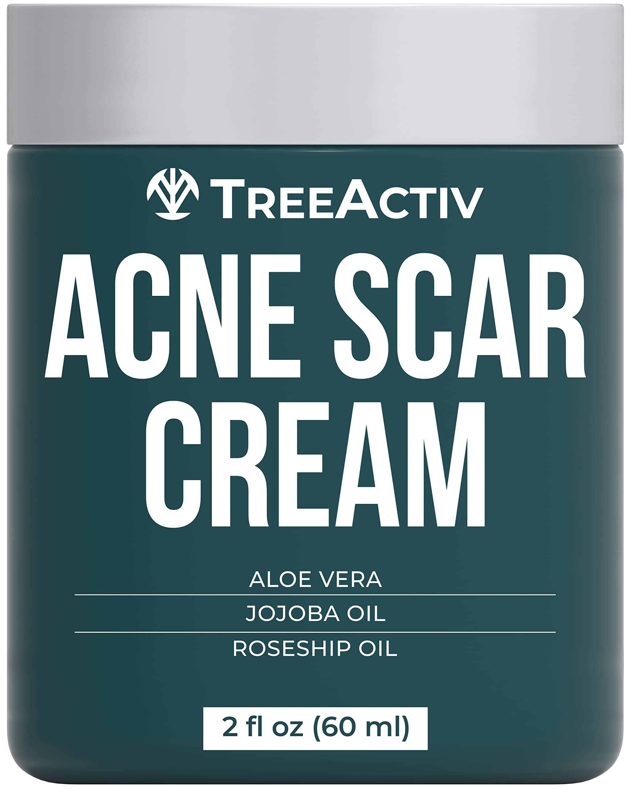 TreeActiv Acne Scar Cream | Fade Away Pimple Marks, Blemishes & Dark Spots | Reduces the Appearance of Old & New Scars | Rosehip Oil, Quaternized Honey, Jojoba Oil, Aloe Vera, Vitamin E (2 fl oz)