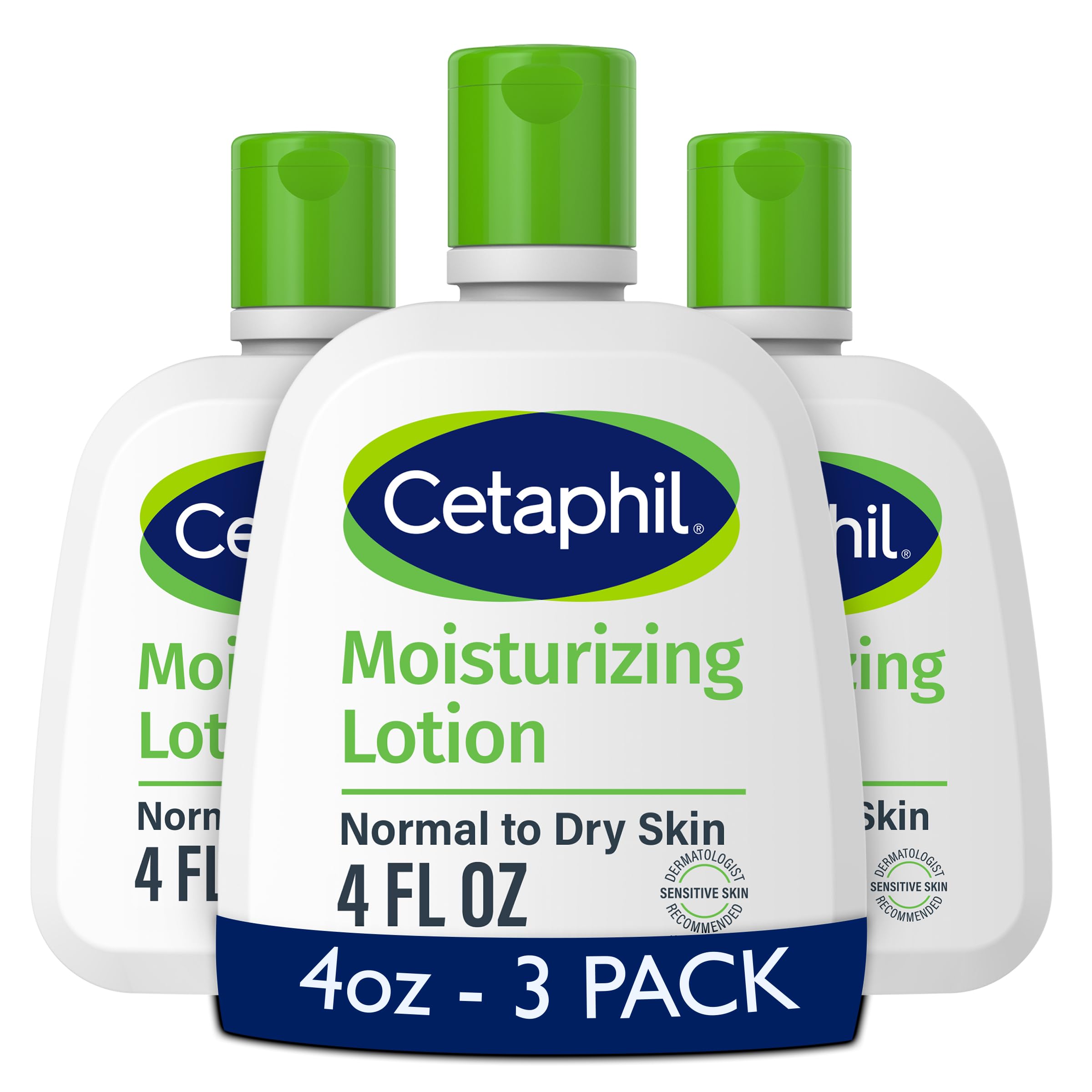 Cetaphil Body Moisturizer, Hydrating Moisturizing Lotion for All Skin Types, Suitable for Sensitive Skin, NEW 4 oz Pack of 3, Fragrance Free, Hypoallergenic, Non-Comedogenic