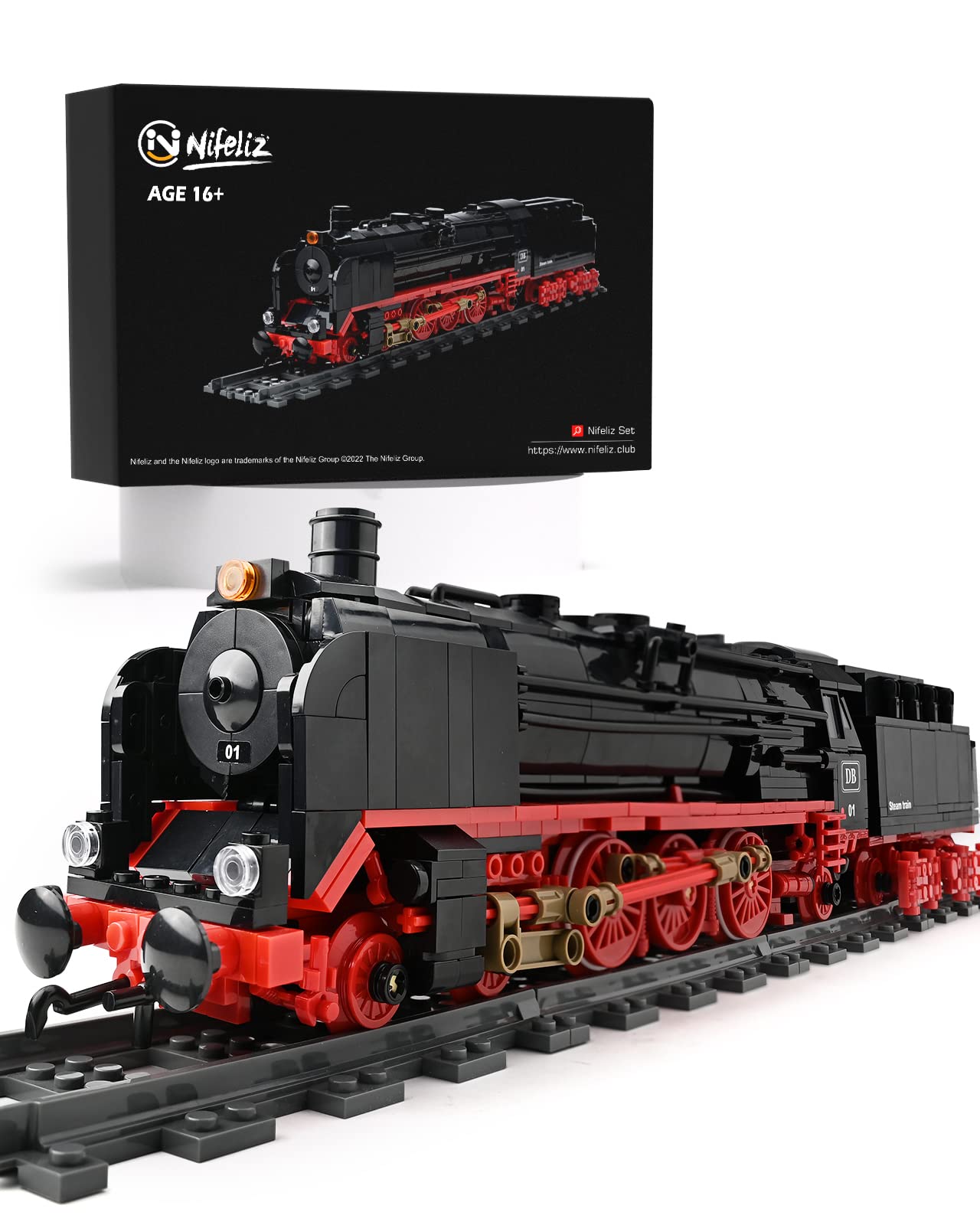 NifelizBR01 Steam Train Building Kit and Engineering Toy, Collectible Steam Locomotive Display Set, Train Set with Train Tracks, Top Present for Train Lovers (1173 PCS)