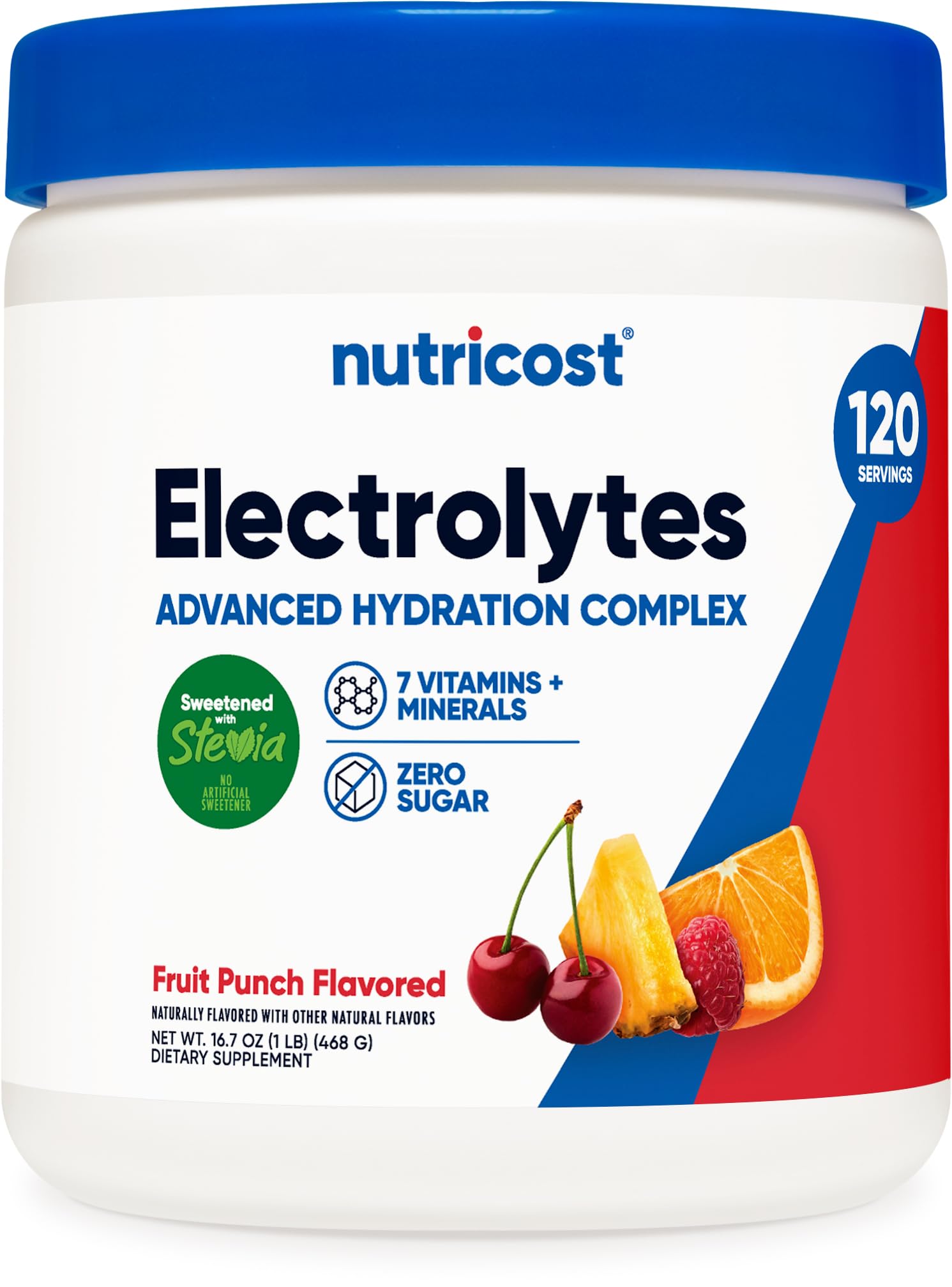 Nutricost Electrolyte Complex Powder (120 Servings, Fruit Punch) - Hydration Supplement Drink Mix with Vitamins and Minerals