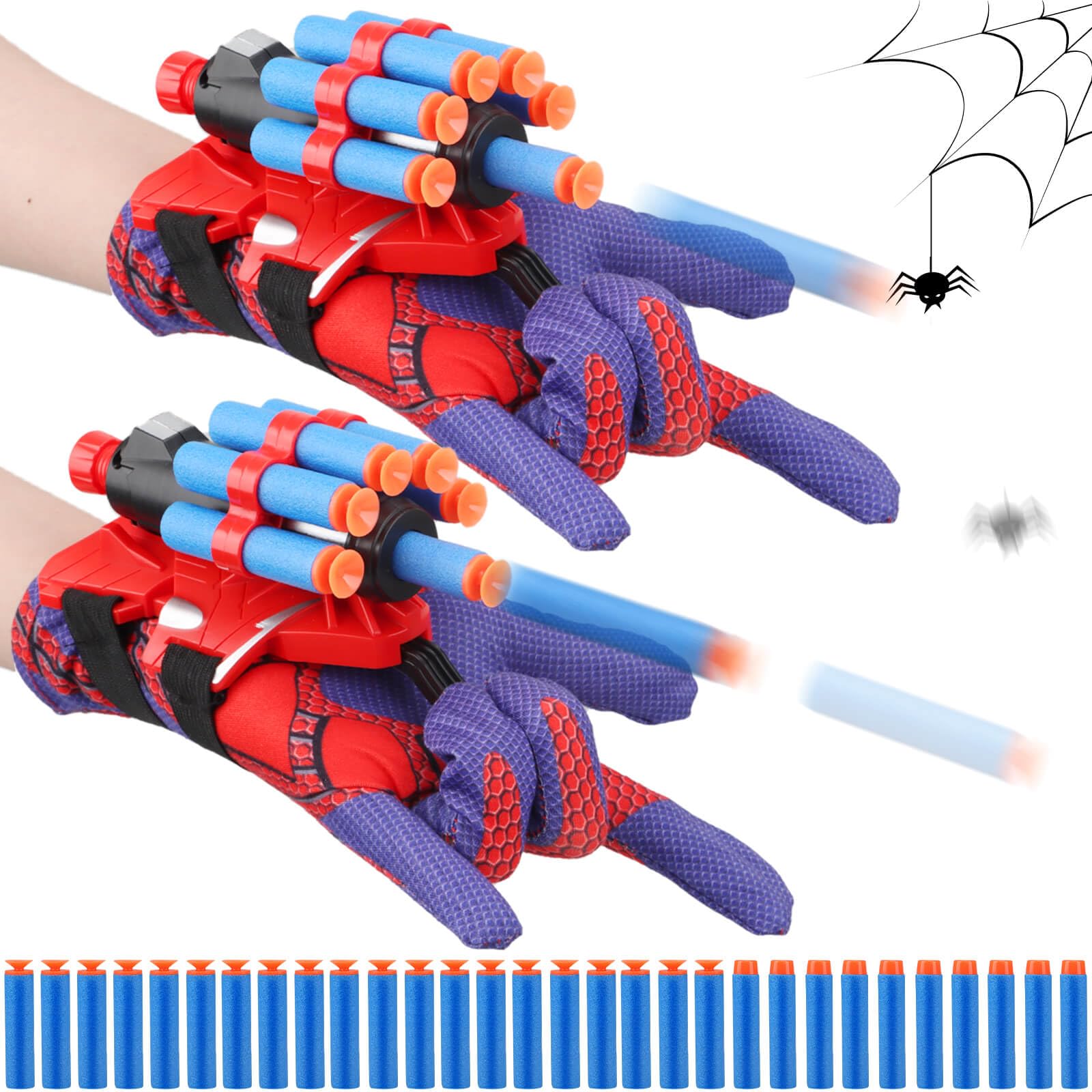 Web Shooters Toy for Kids 2 Pack, Toy for 3 4 5 6 7 8 Year Old Boy, Web Slinger Boy Toys with Spider Glove Launcher, Toys for Boys 4-6, Birthday Gifts for Boys 6-8