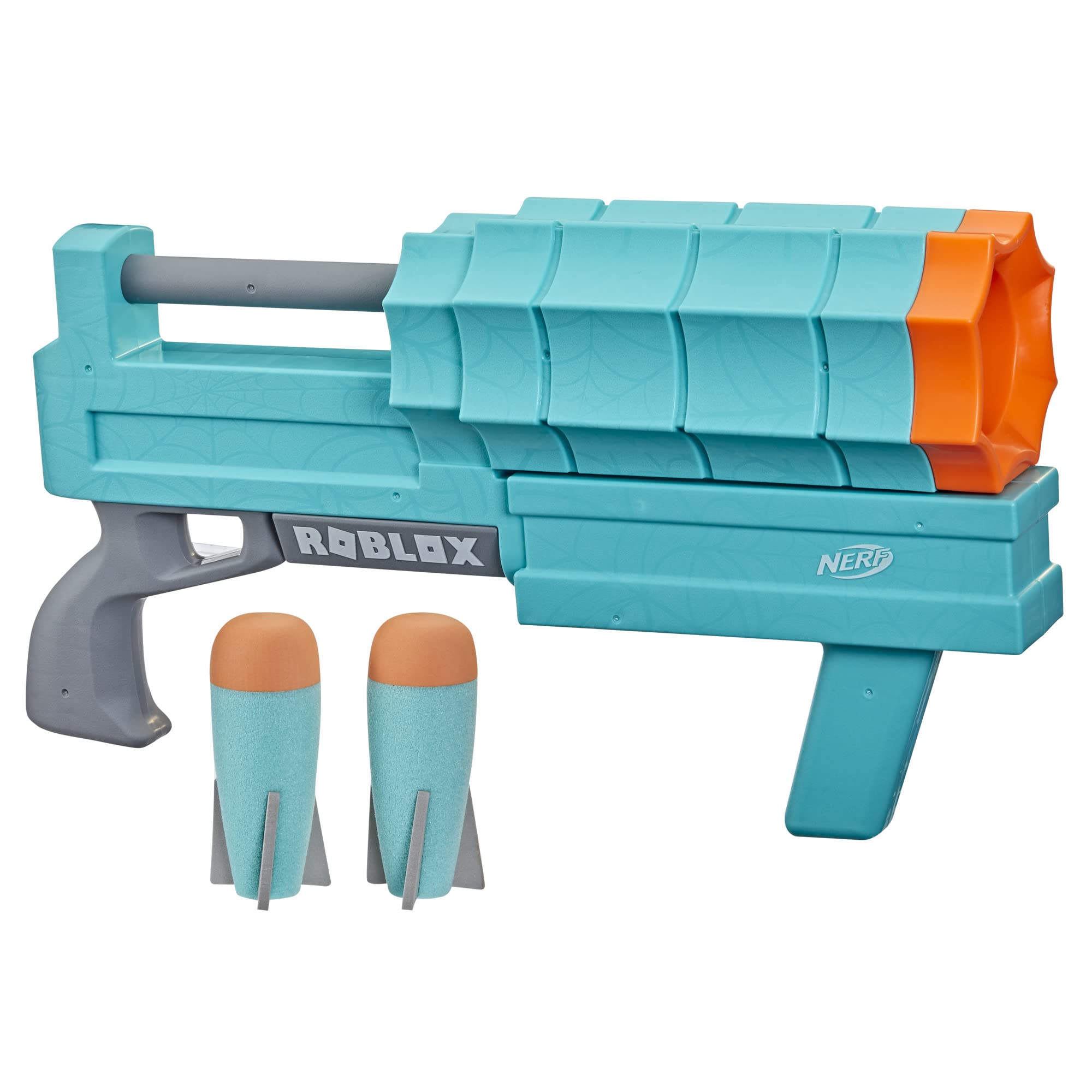 NerfRoblox Sharkbite: Web Launcher Rocker Blaster, Includes Code to Redeem Exclusive Virtual Item, 2 Rockets, Pump Action