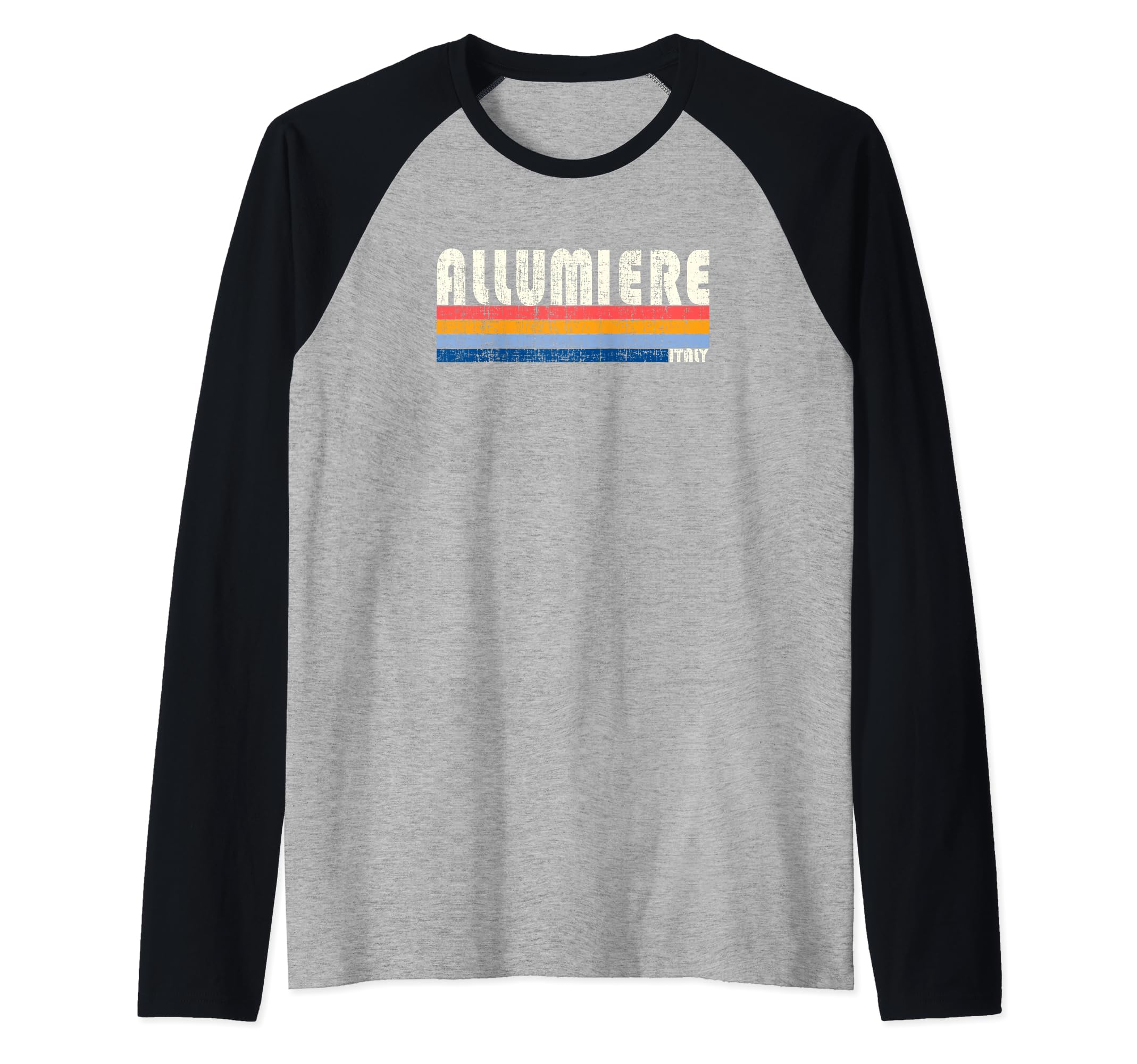 Allumiere, Italy Retro 70s 80s Style Raglan Baseball Tee