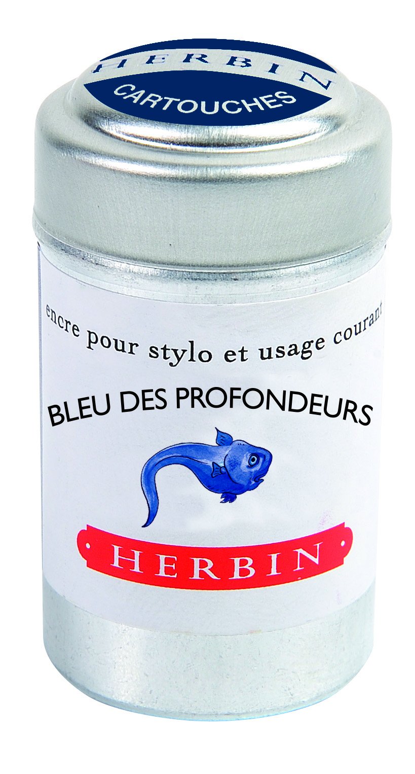 Herbin Writing Ink Cartridges - Bleu des Profondeurs, Pot of 6