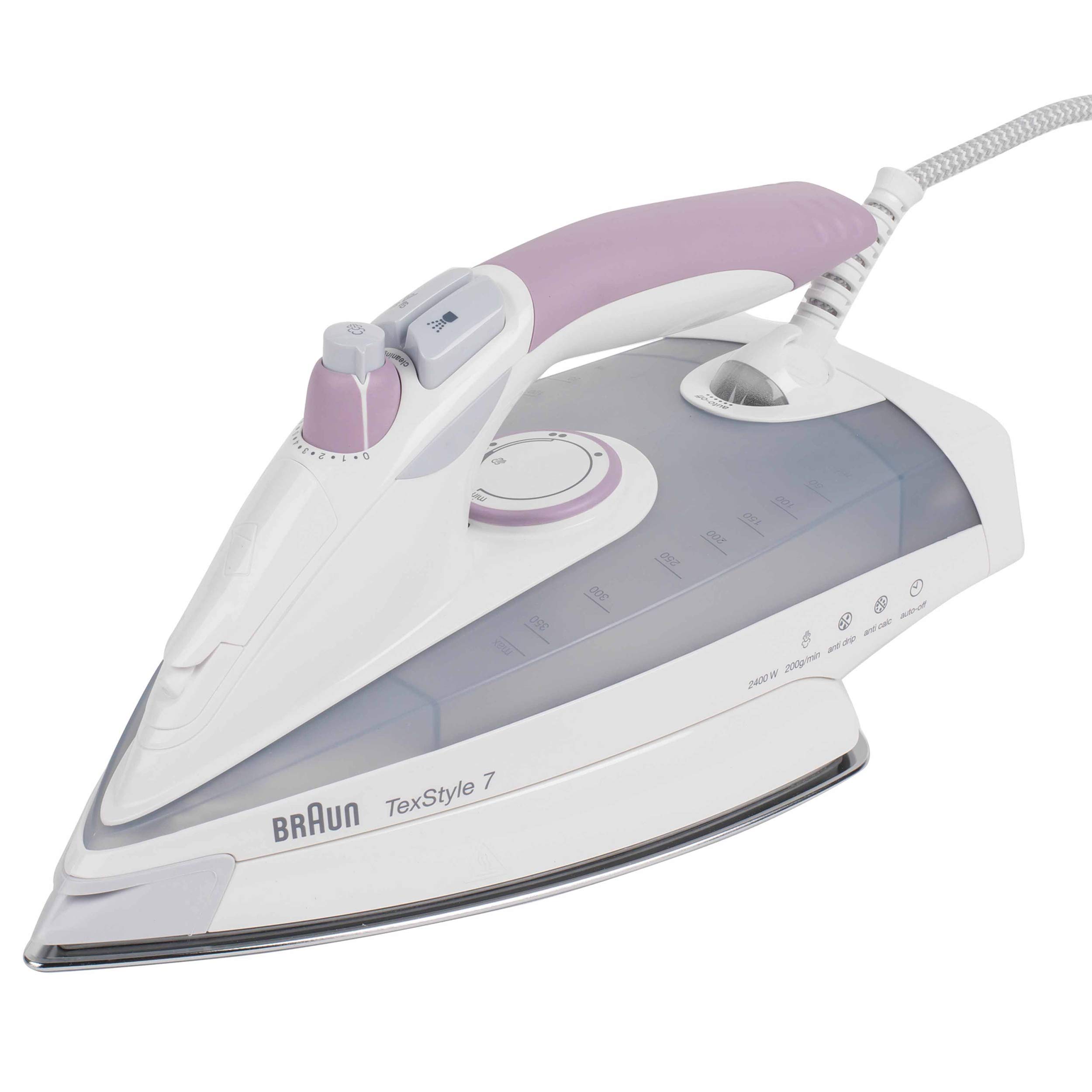 Braun TS755A TexStyle 7 Variable Steam Iron, 400 ml, 2400 W, White/Purple