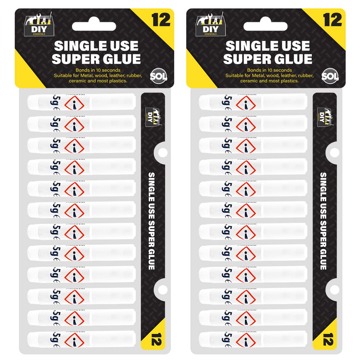 24pk Single Use Super Glue All Purpose | 1.5g Instant Glue | Instant Superglue Multipack General Strong | Super Glue Multipack for Plastic | Super Glue for Wood and Metal | Instant Adhesive