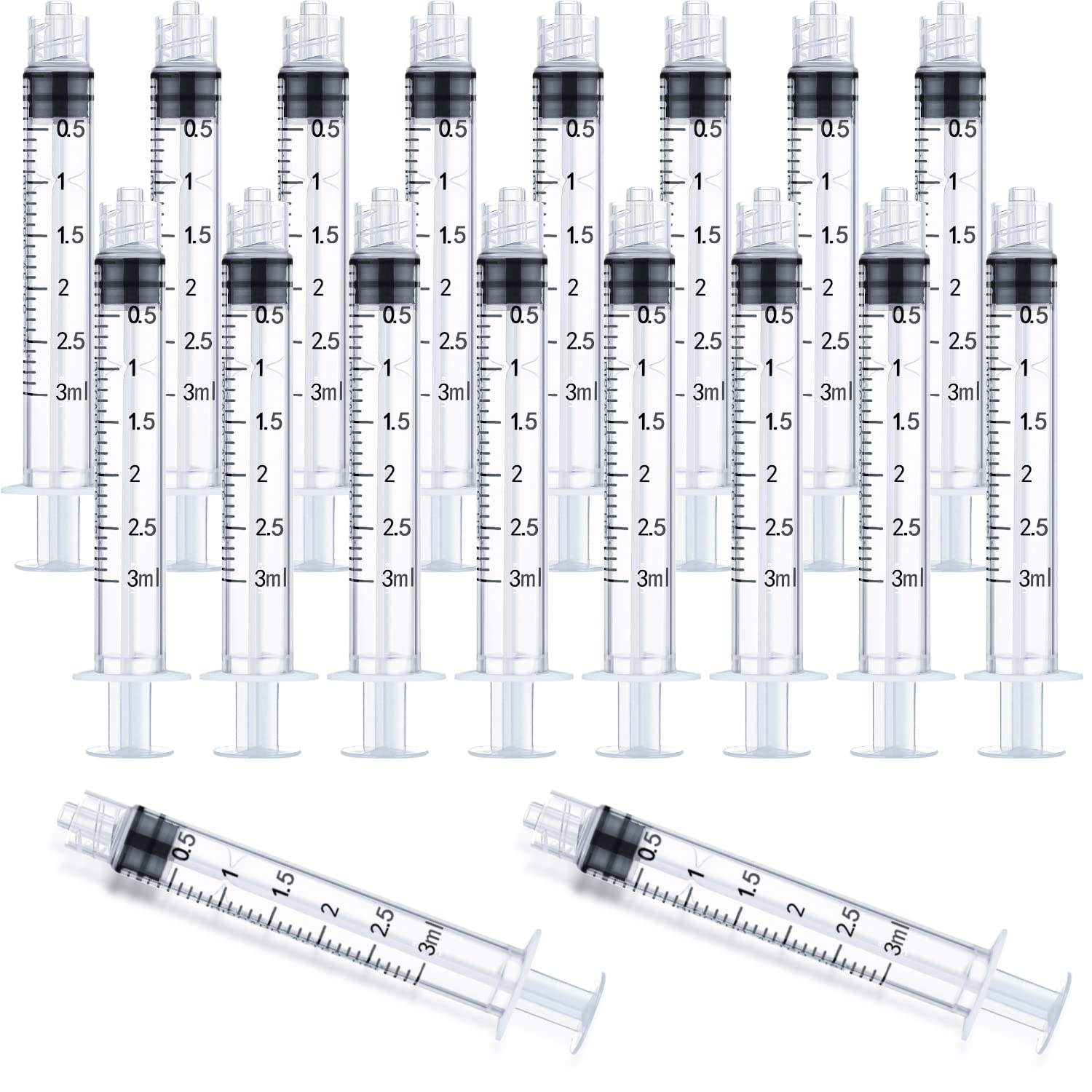 LabAider 3ml Luer Lock Syringe 20-Pack Plastic 3ml Syringes with Luer Lock Tip, Individually Sterile Sealed, No Needle (3ML, 20.00)