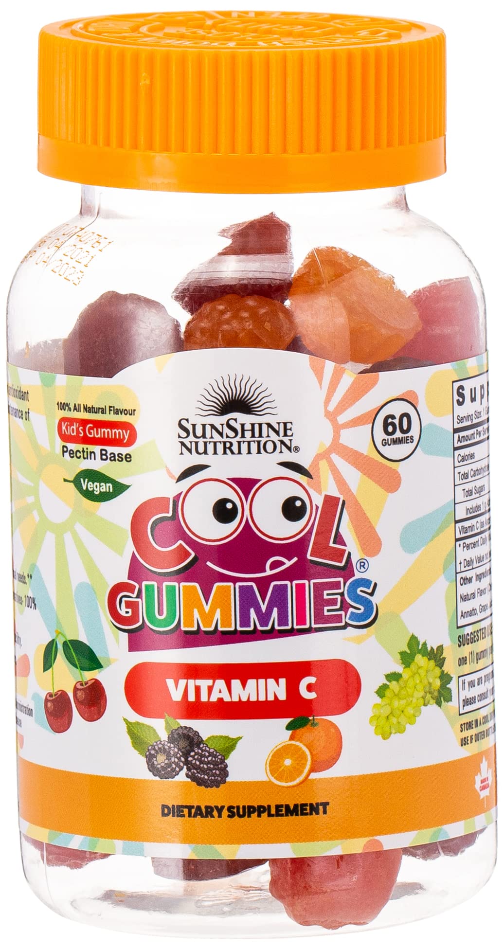 SUNSHINE NUTRITIONCool Gummies With Vitamin C For Kids, 60 Gummies | 100% All Natural Flavor | Gluten Free