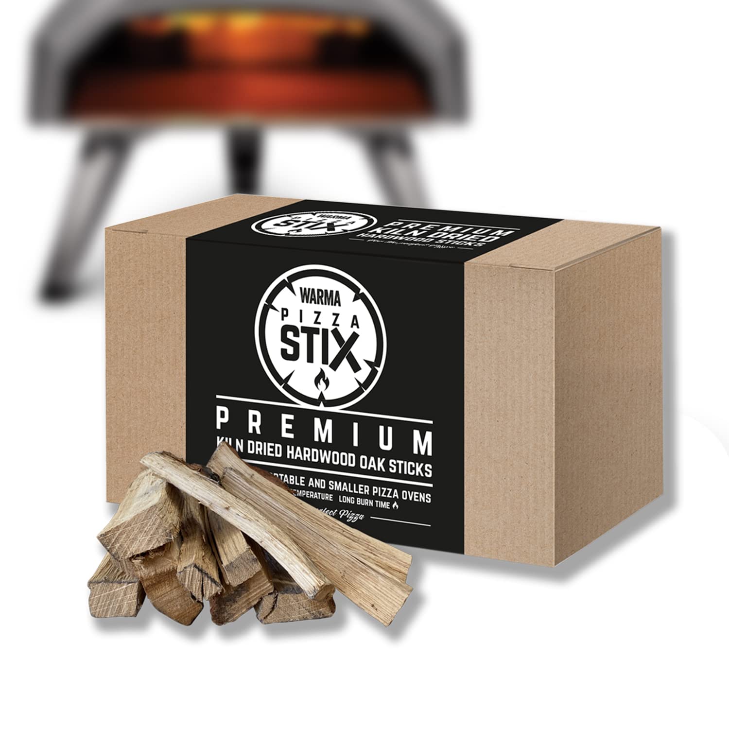 1 x Box Oak Warma Pizza Stix Mini Hardwood Kiln Dried Kindling Sticks Logs Fuel - Suitable for Ooni Uuni Nero Dellonda Portable Pizza Ovens Burning Outdoor Camping BBQ Wood Burner Stoves Chimeneas